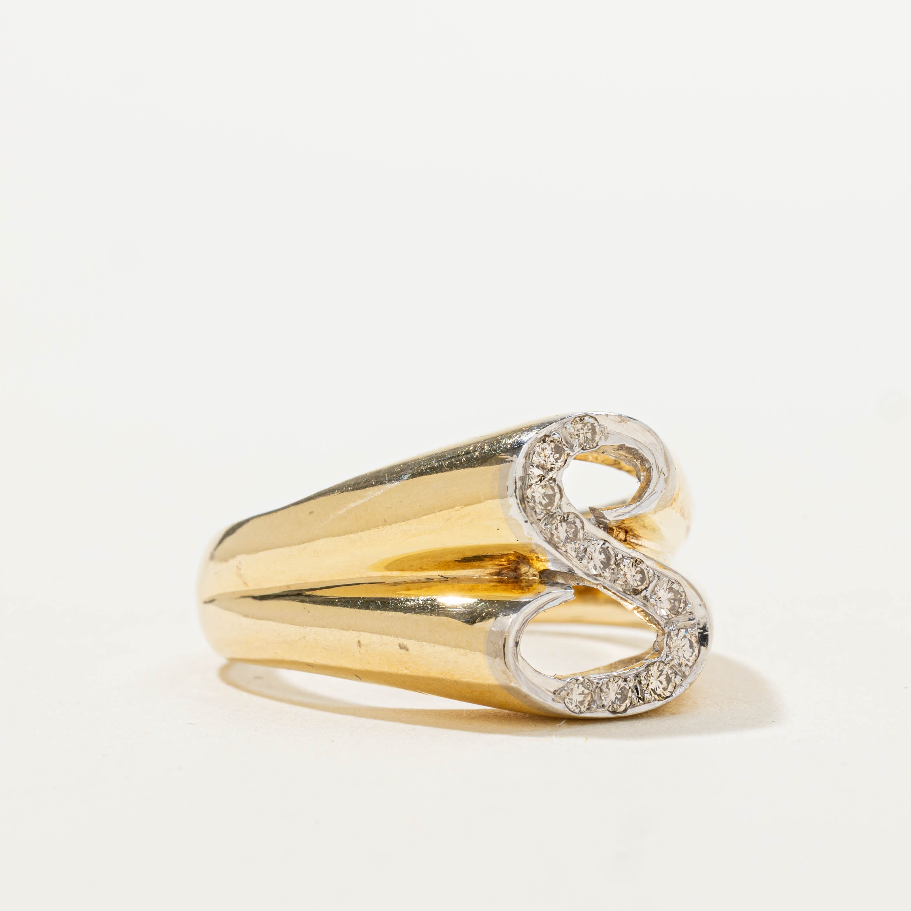 14k Diamond Waterfall “S” Initialized Ring | 0.16ctw | SZ 6