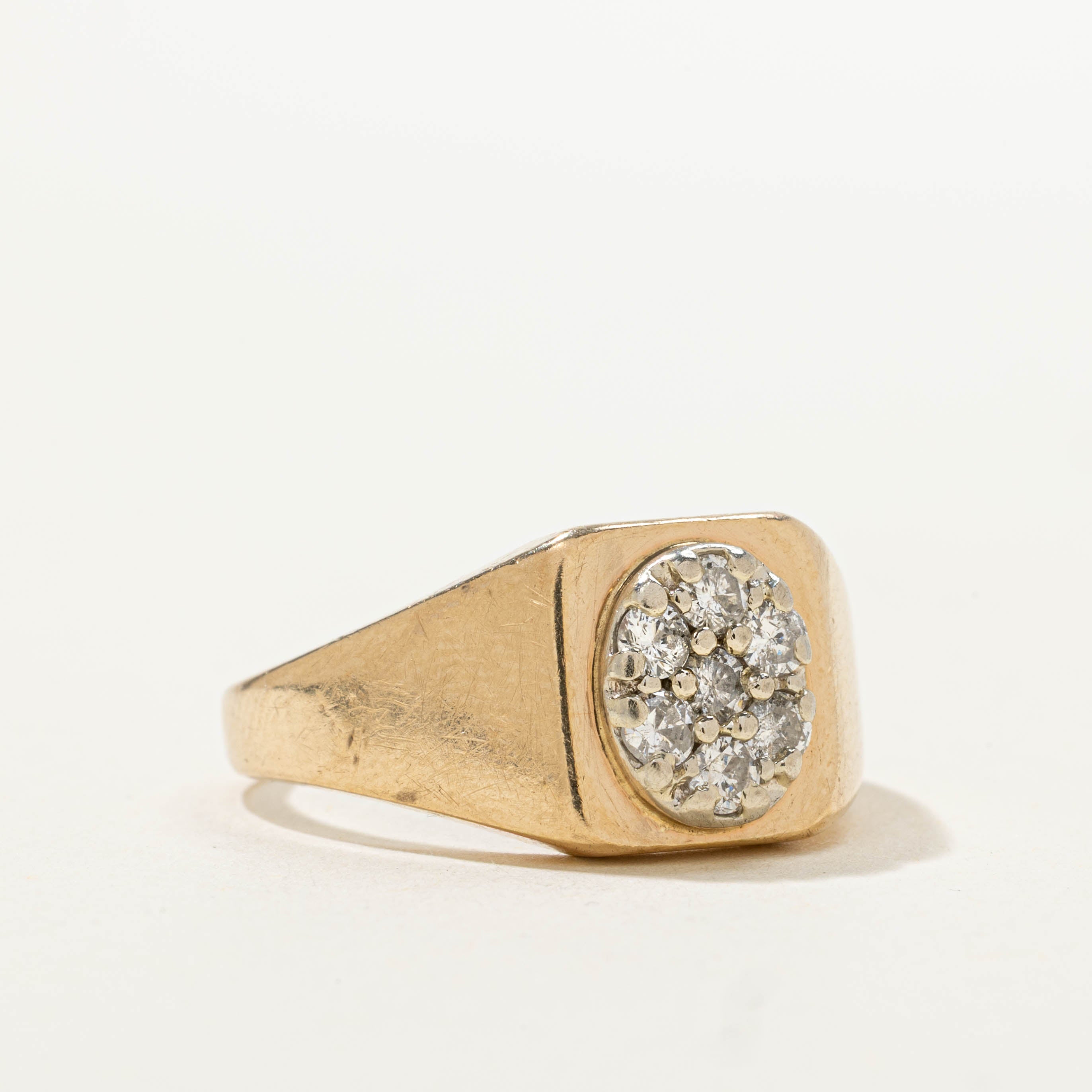 10k Diamond Cluster Signet Ring | 0.44ctw | SZ 8.75