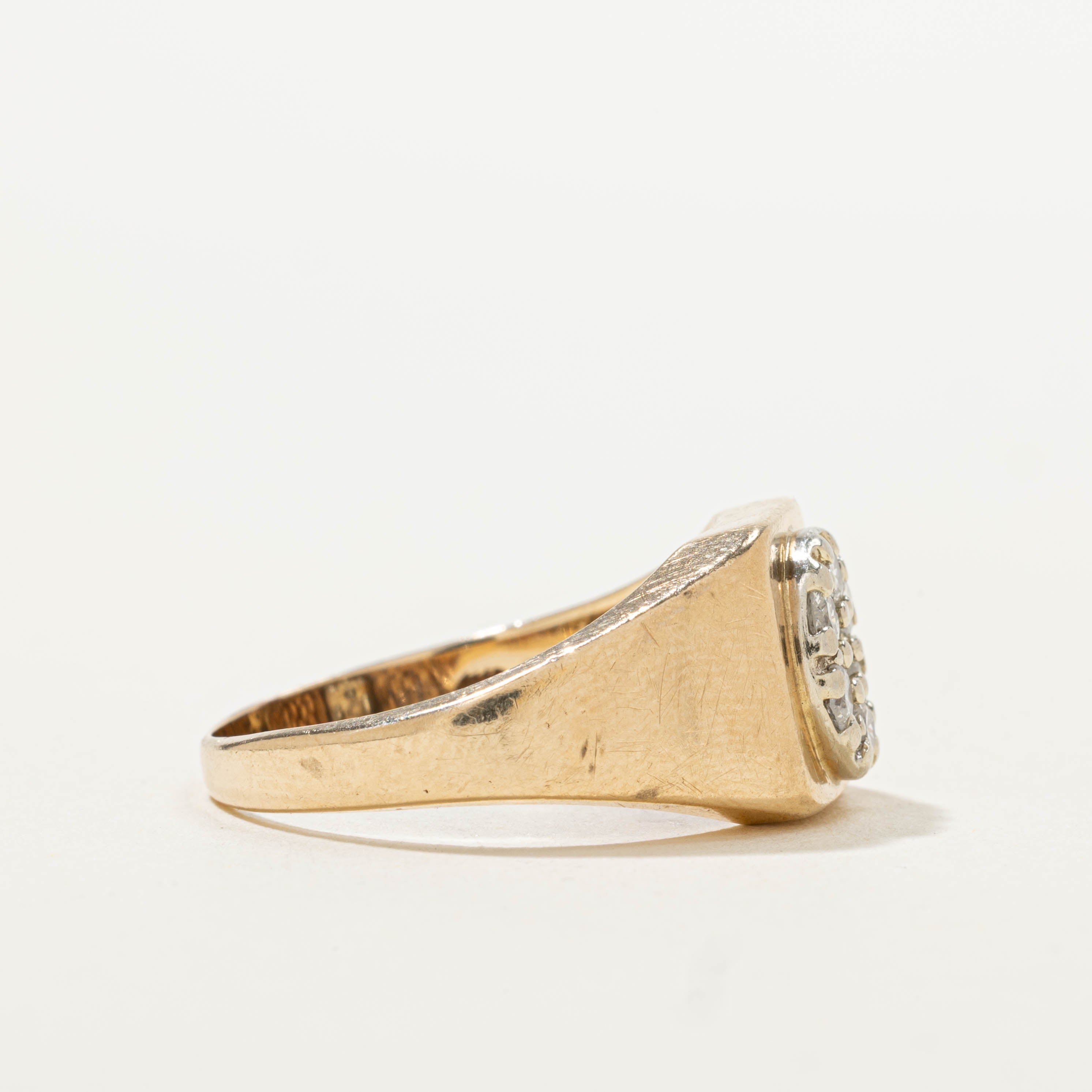 10k Diamond Cluster Signet Ring | 0.44ctw | SZ 8.75