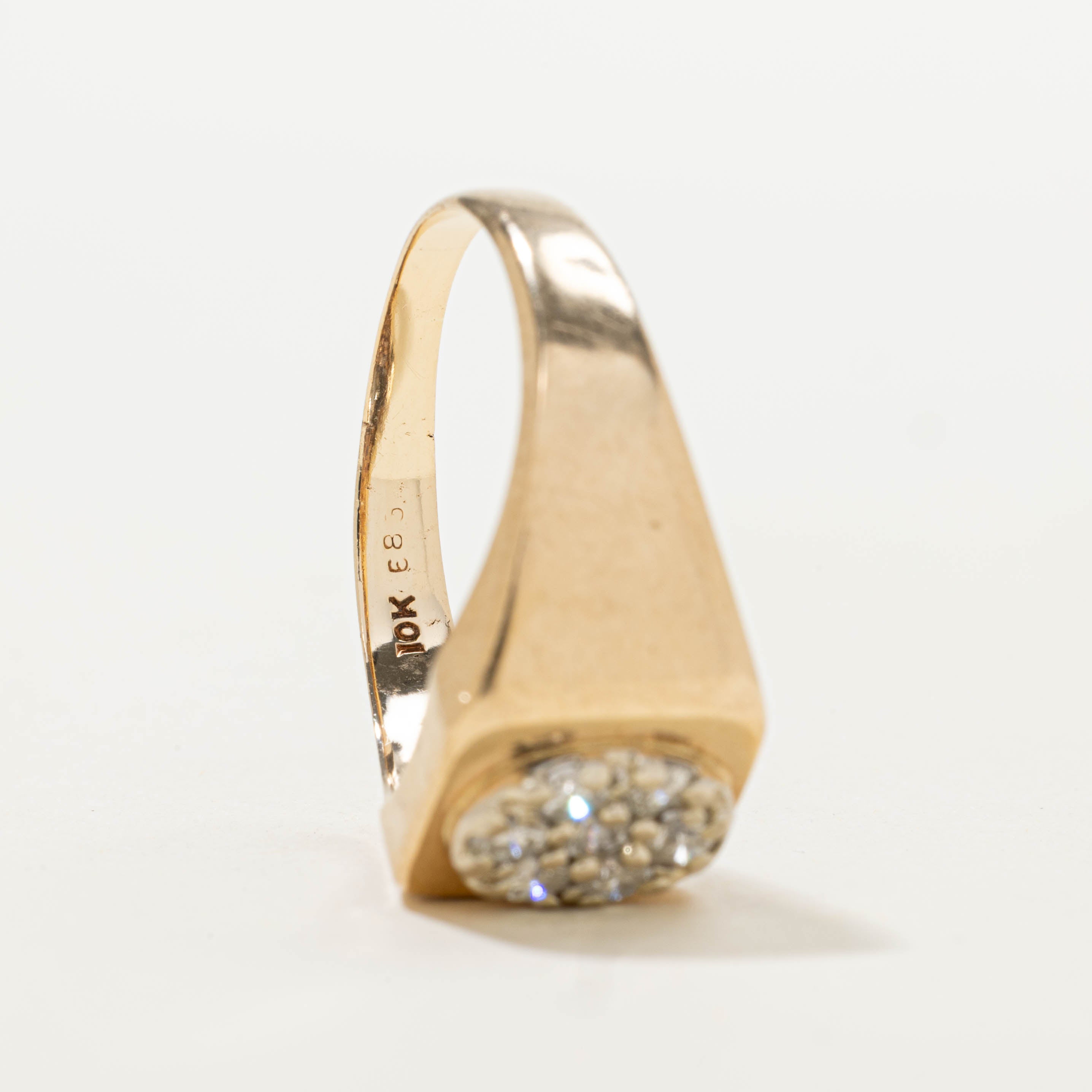 79ist【イスト】ゴールドリング インベーダー　10k 10k Diamond Cluster Signet Ring | 0.44ctw | SZ 8.75