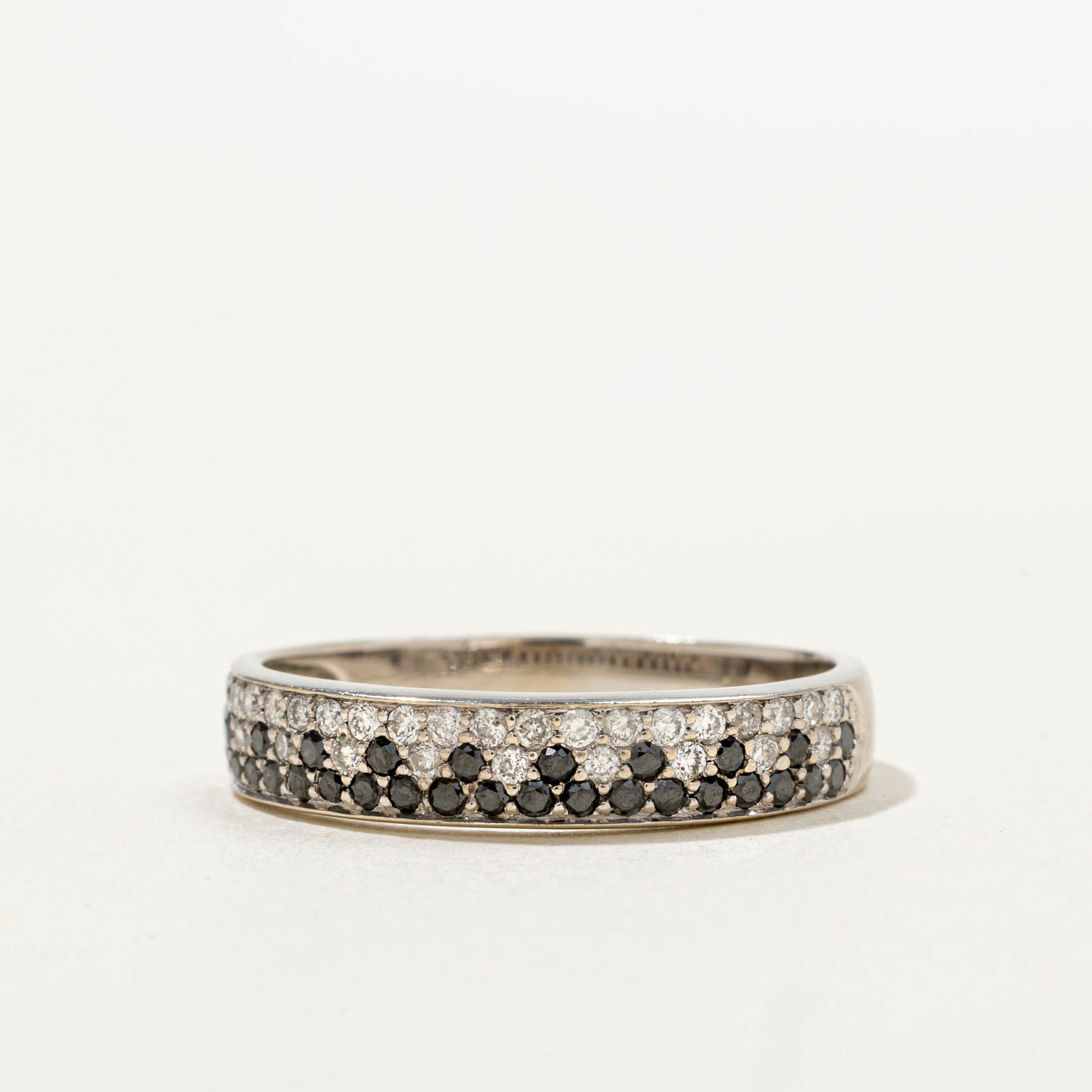 14k Pave Set Black & White Diamond Band | 0.30ctw | SZ 7.75
