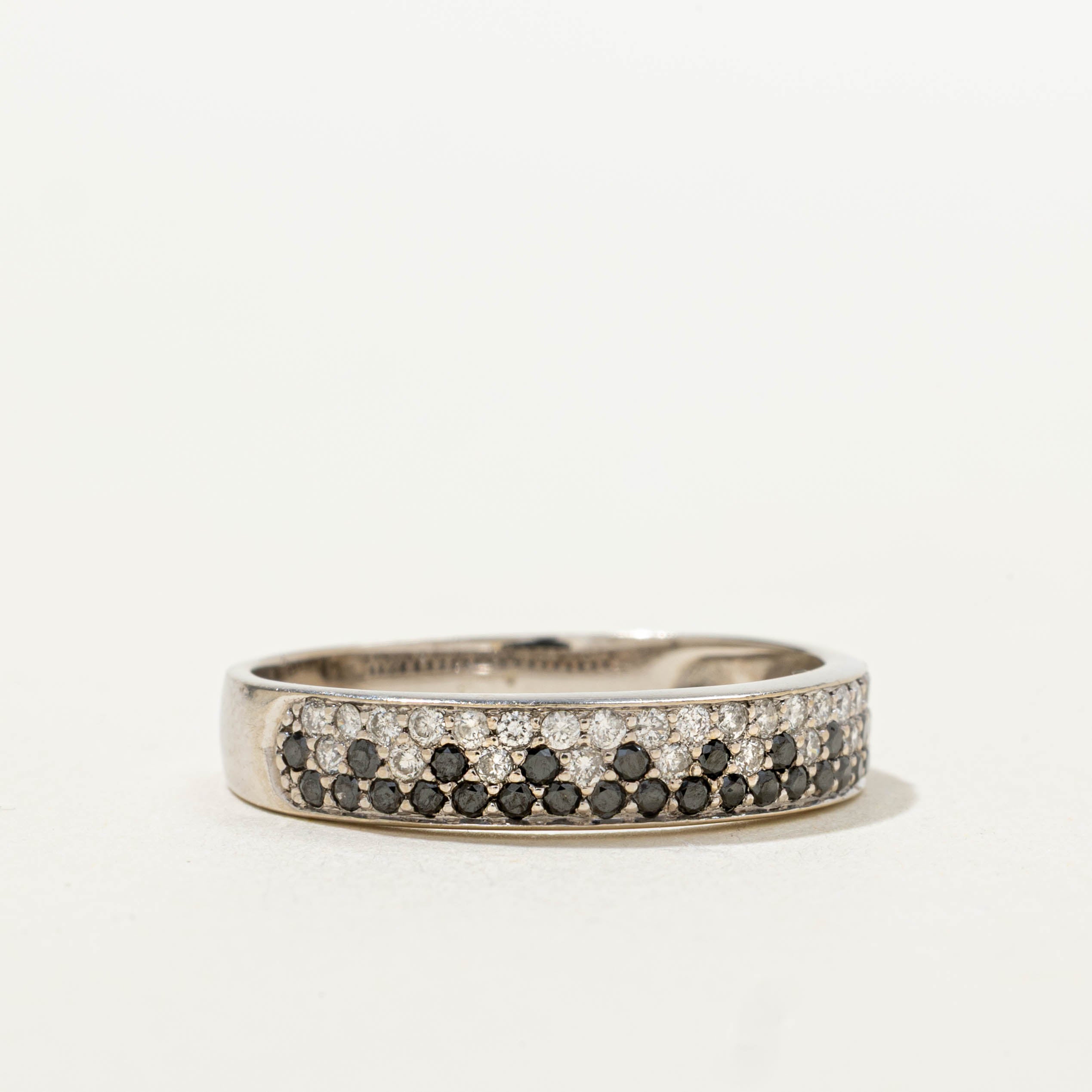 14k Pave Set Black & White Diamond Band | 0.30ctw | SZ 7.75