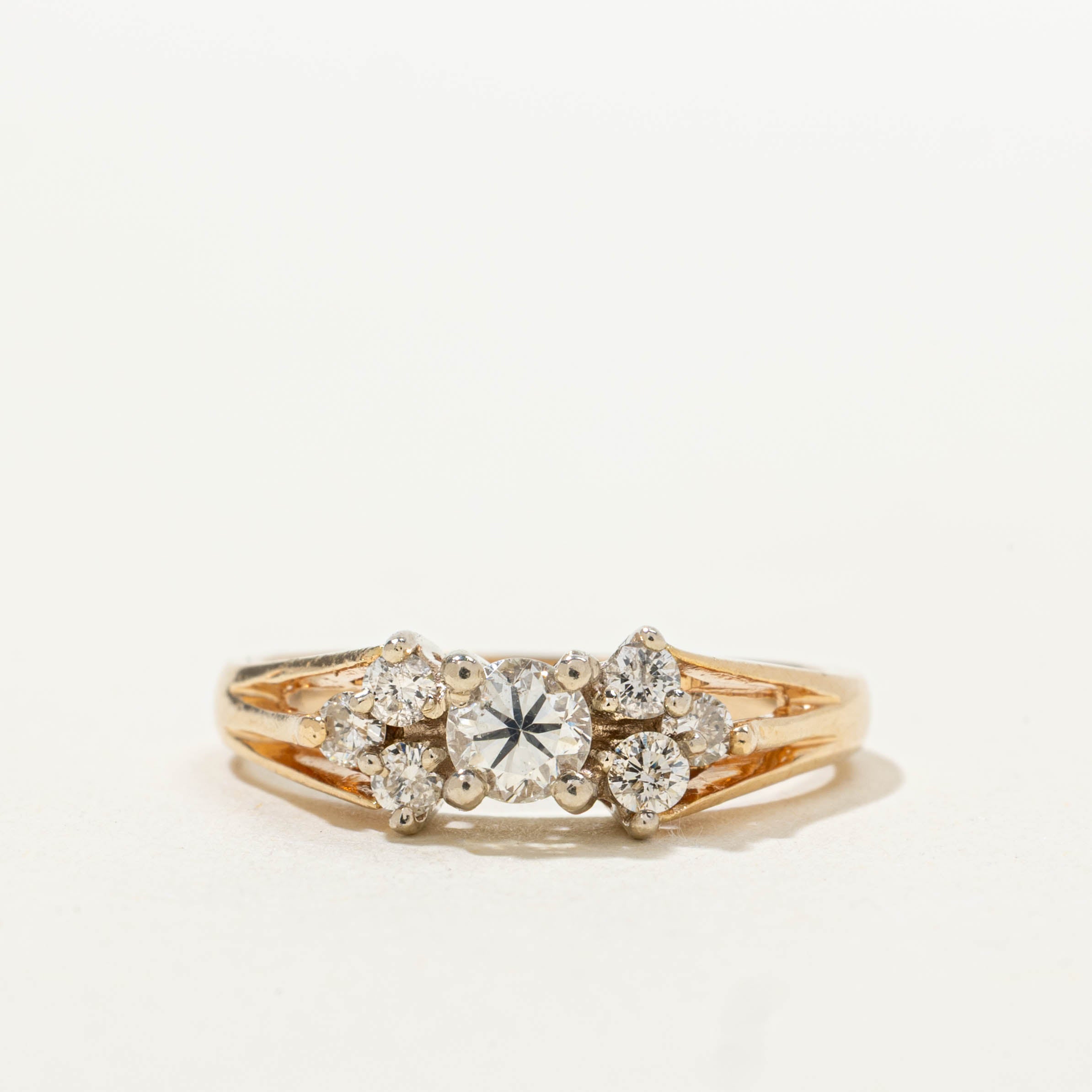 14k Diamond Split Shank Cathedral Ring | 0.51ctw | SZ 6.25