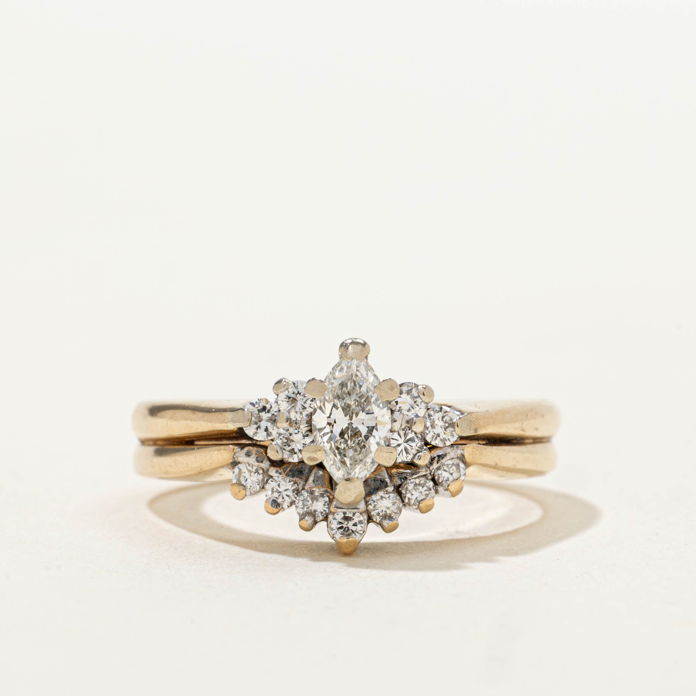 14k Diamond Cluster & Fused Contour Ring | 0.49ctw | SZ 4.75