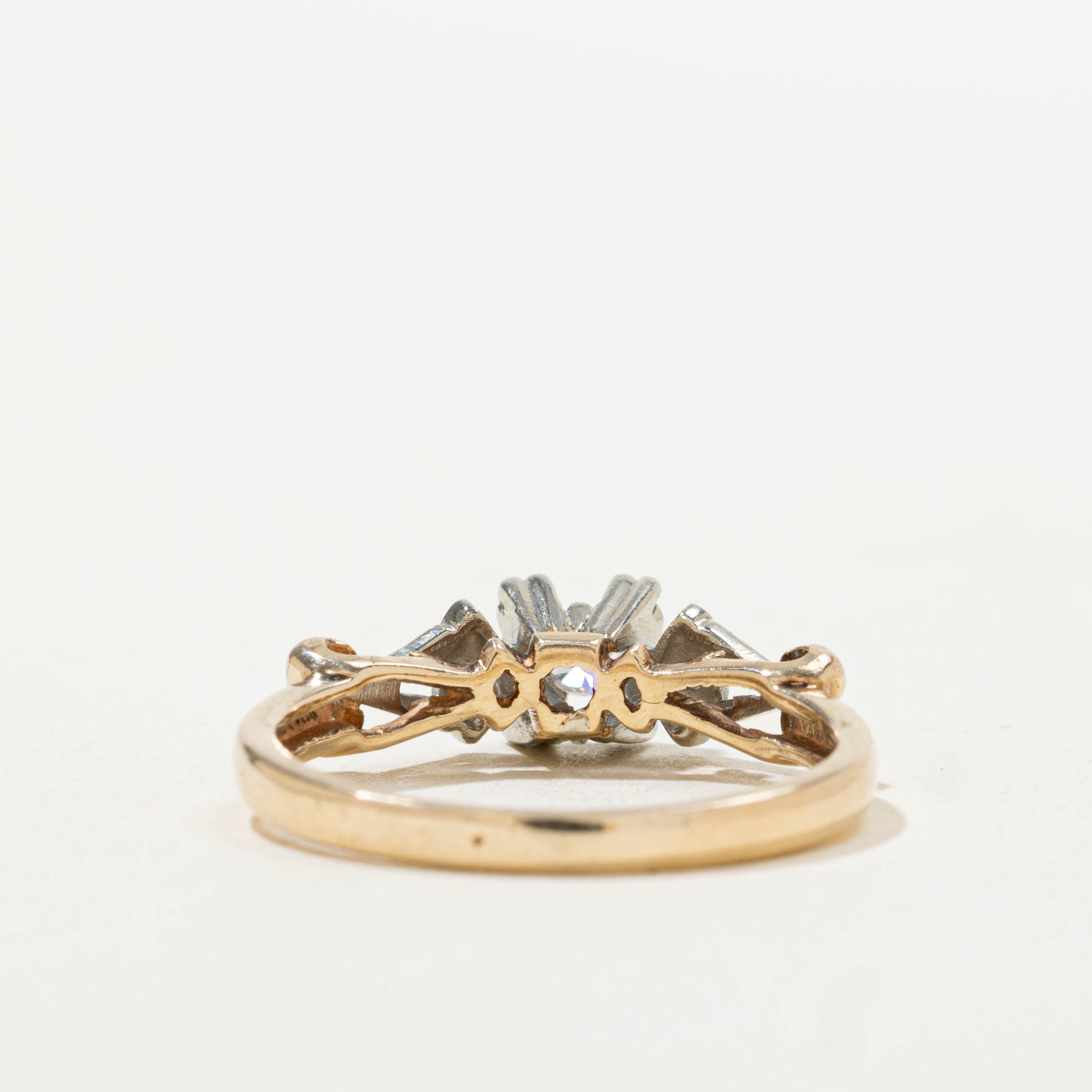 14k Two Tone Illusion Set Diamond Openwork Ring | 0.09ctw | SZ 5.5
