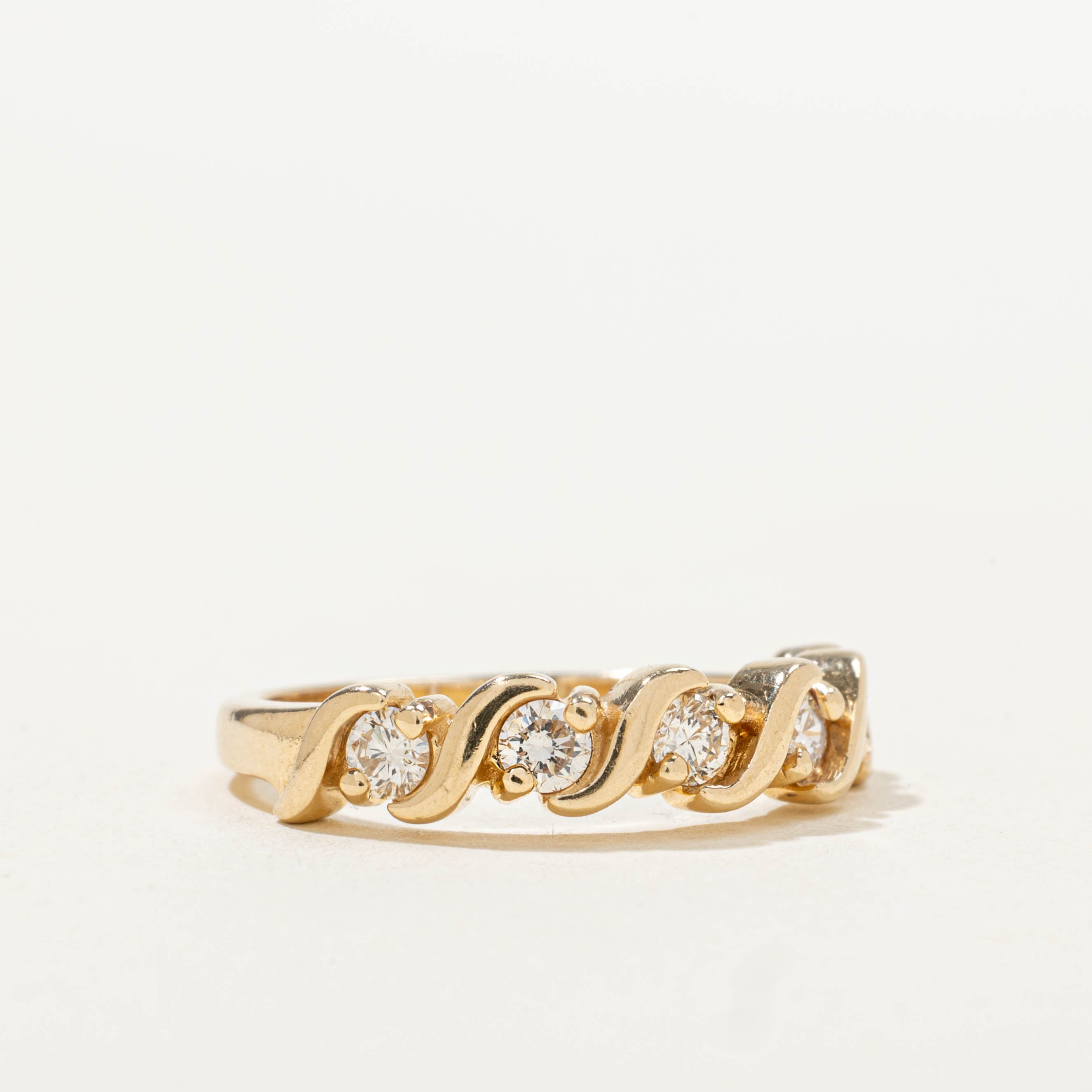 14k Five Stone Diamond Wavy Ring | 0.45ctw | SZ 6.5