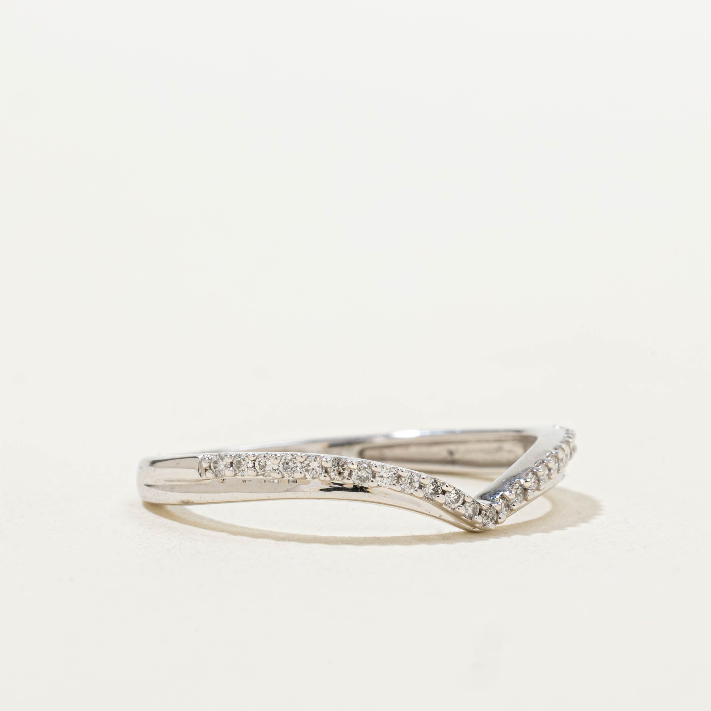 10k Semi Eternity Diamond Chevron Ring | 0.10ctw | SZ 7