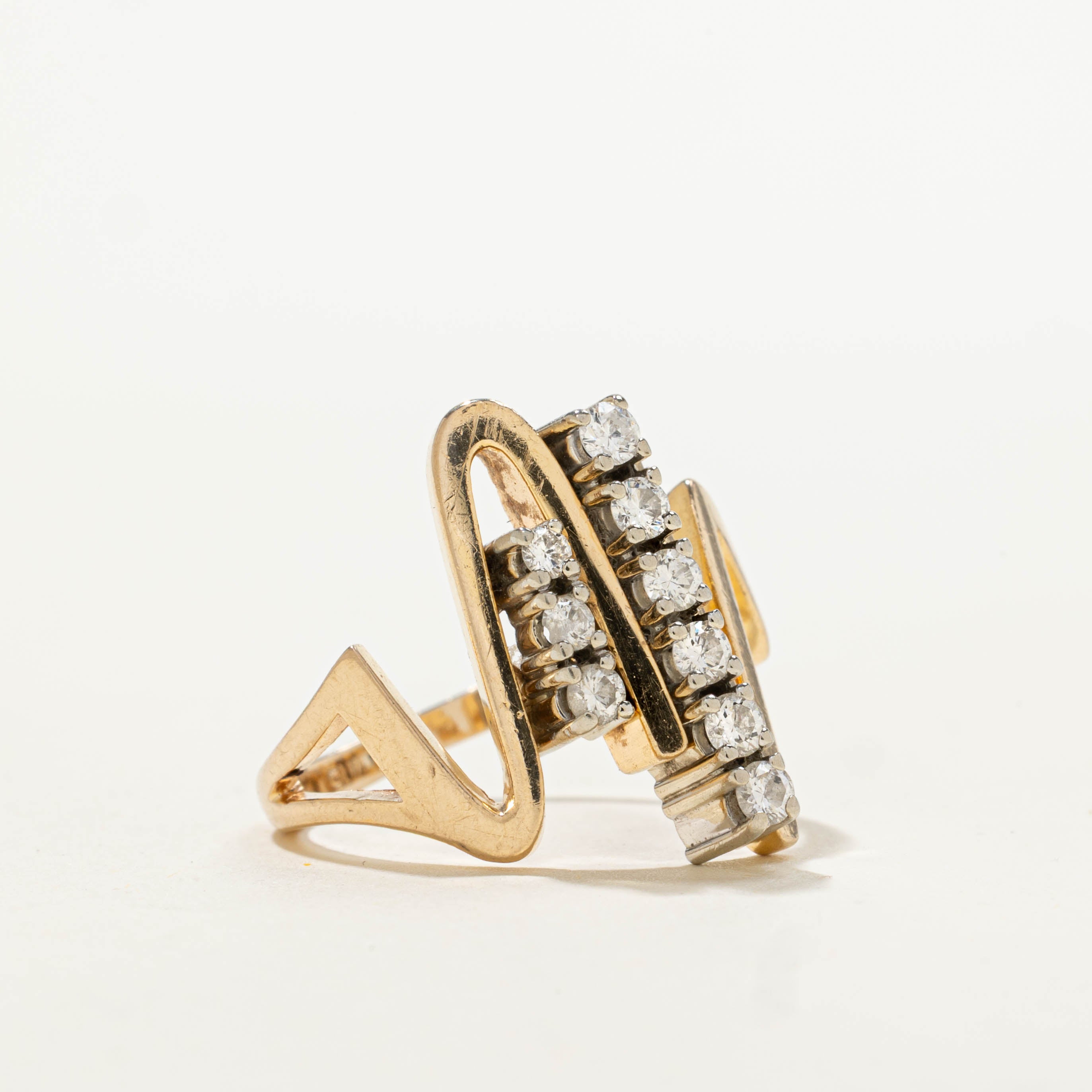14k Diamond Abstract Squiggle Ring | 0.44ctw | SZ 6.5
