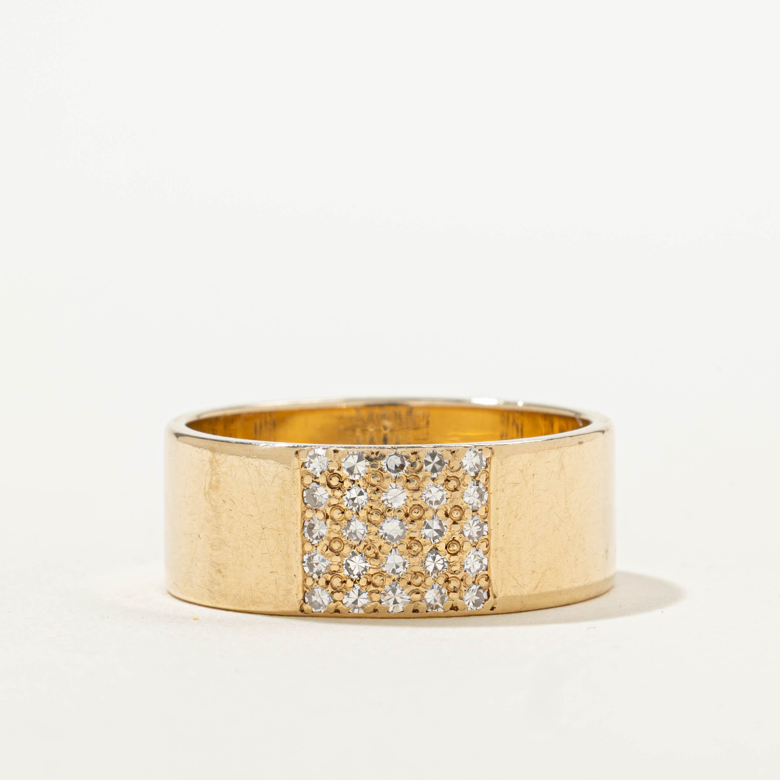 10k Pavé Set Diamond Grid Band | 0.50ctw | 8.40mm | SZ 10