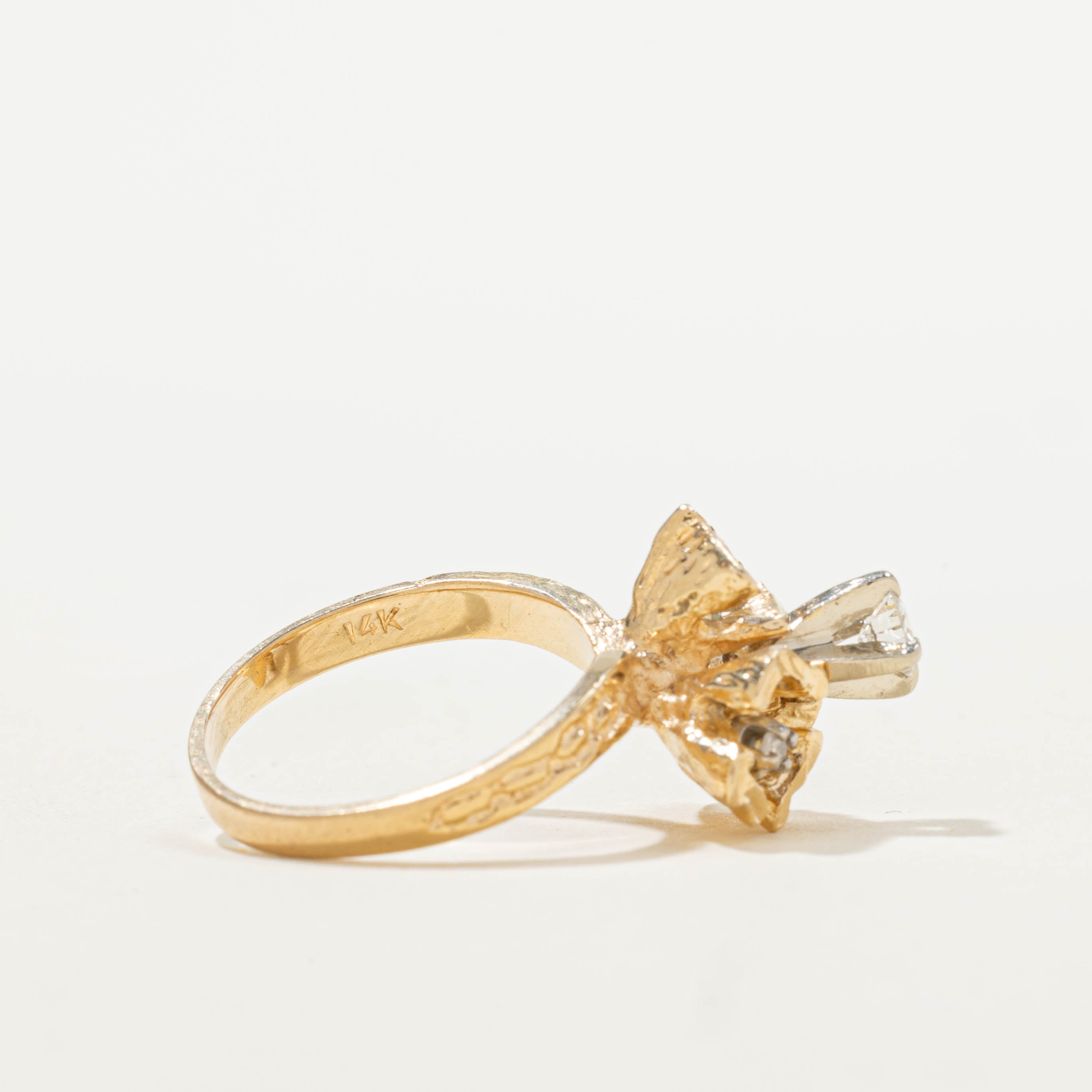 14k Scattered Diamond Flower Cocktail Ring | 0.25ctw | SZ 4.25