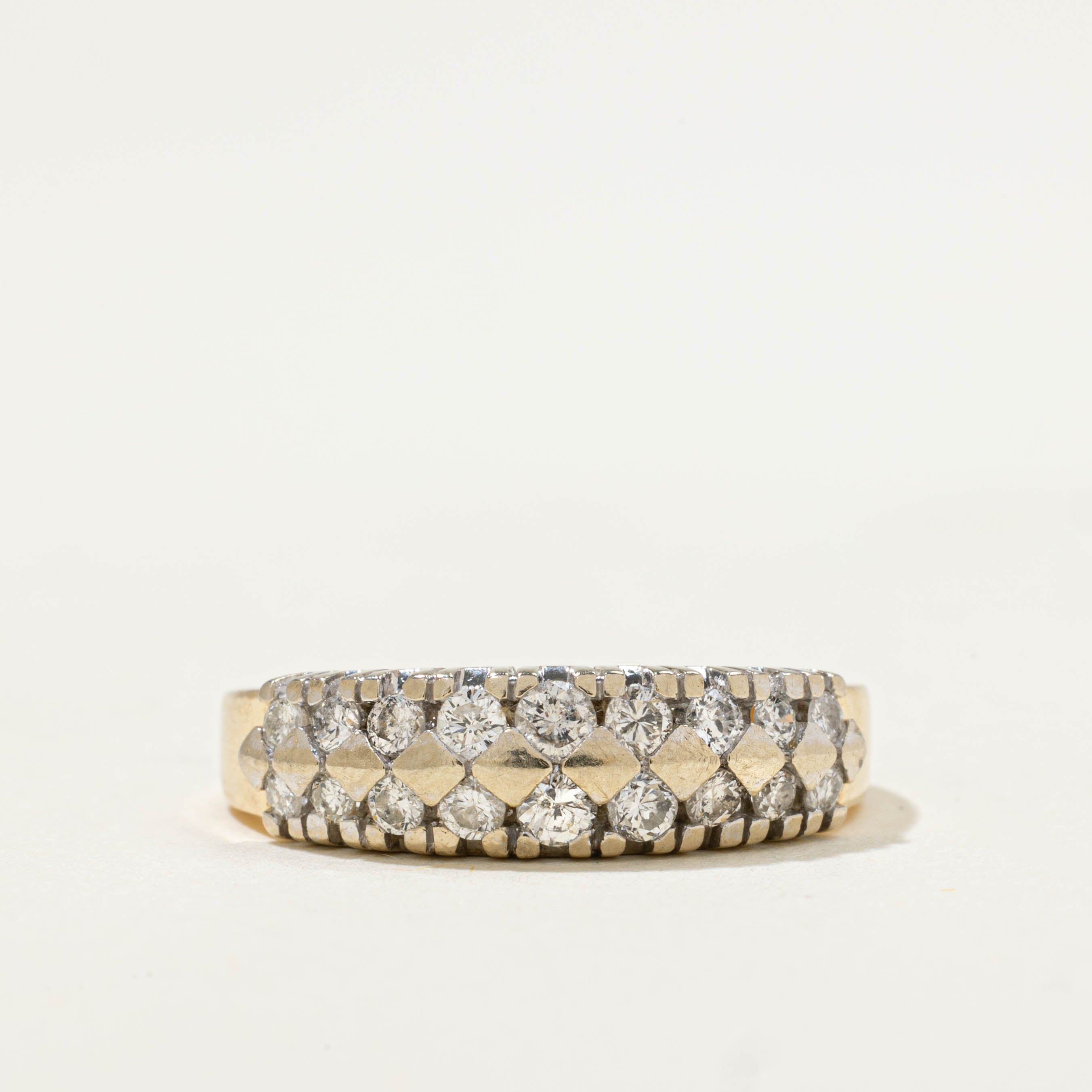14k Multi Row Diamond Dome Ring | 0.54ctw | SZ 6.5