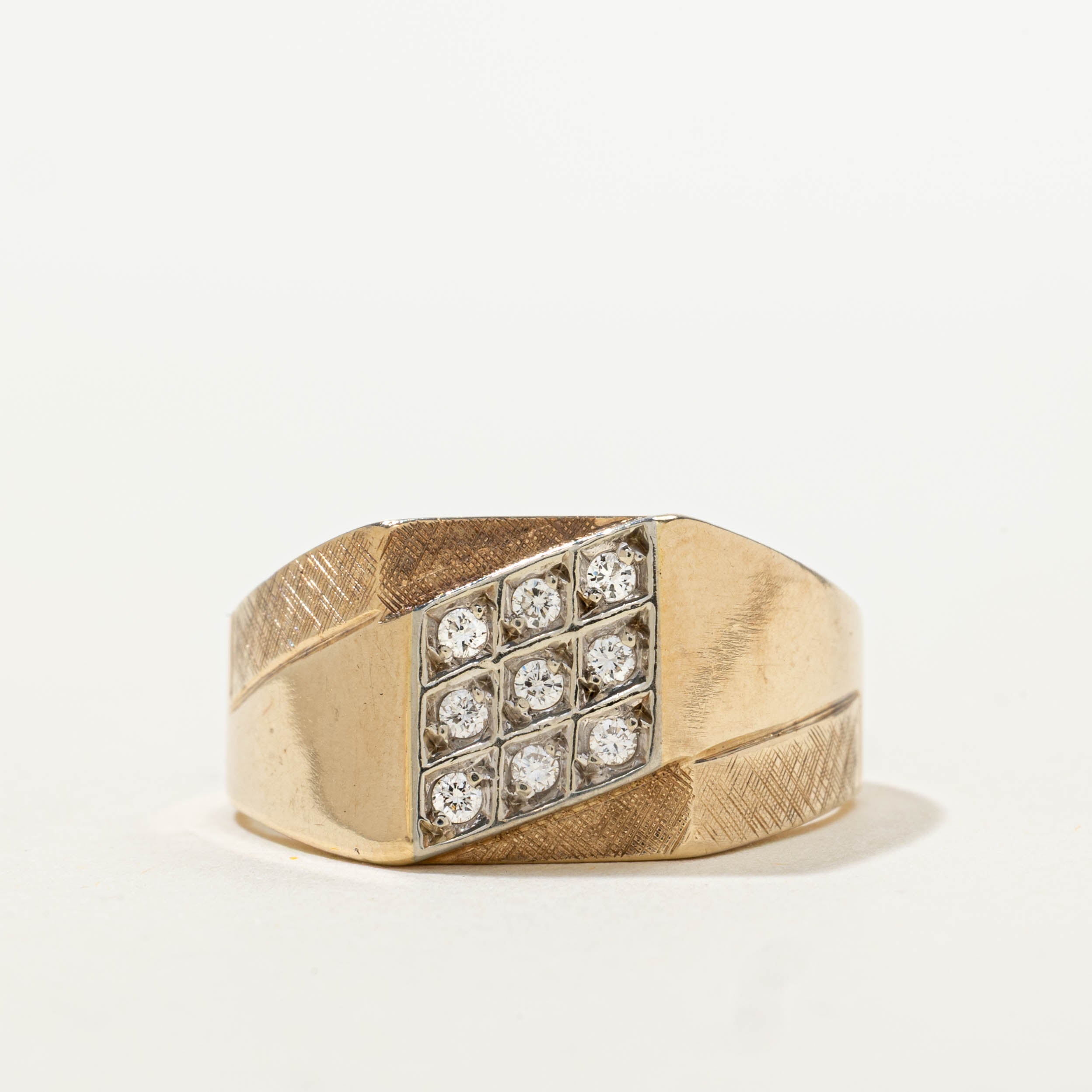 10k Diamond Diagram Grid Ring | 0.14ctw | SZ 10.25