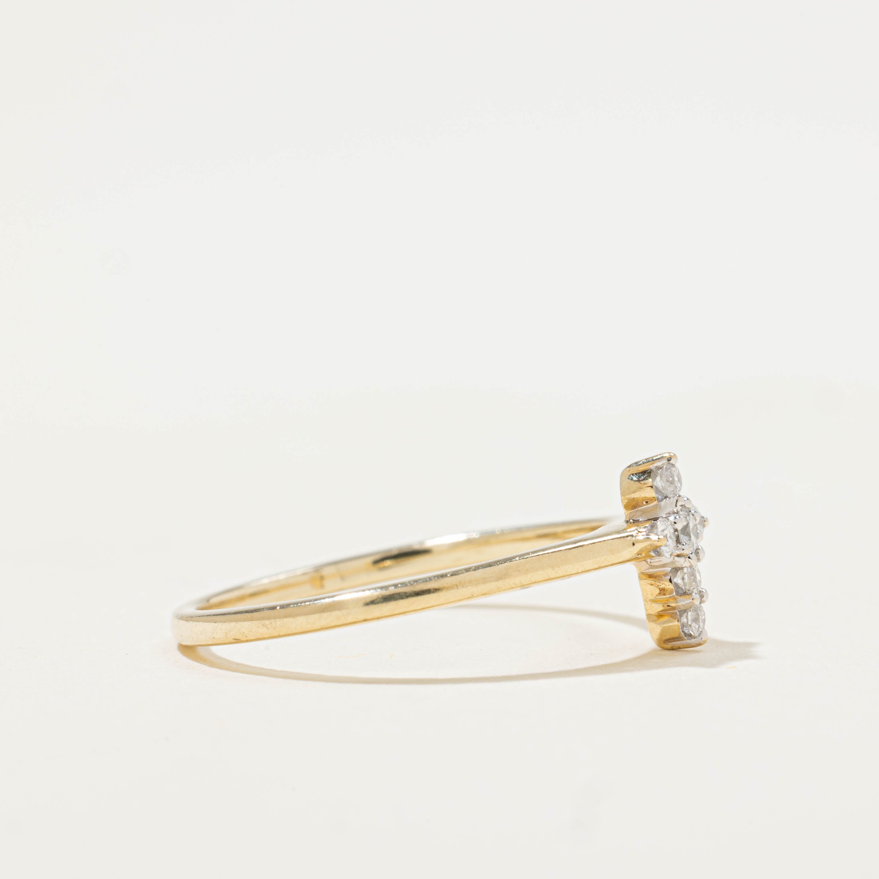 10k Bezel Set Diamond Cross Ring | 0.14ctw | SZ 6.75