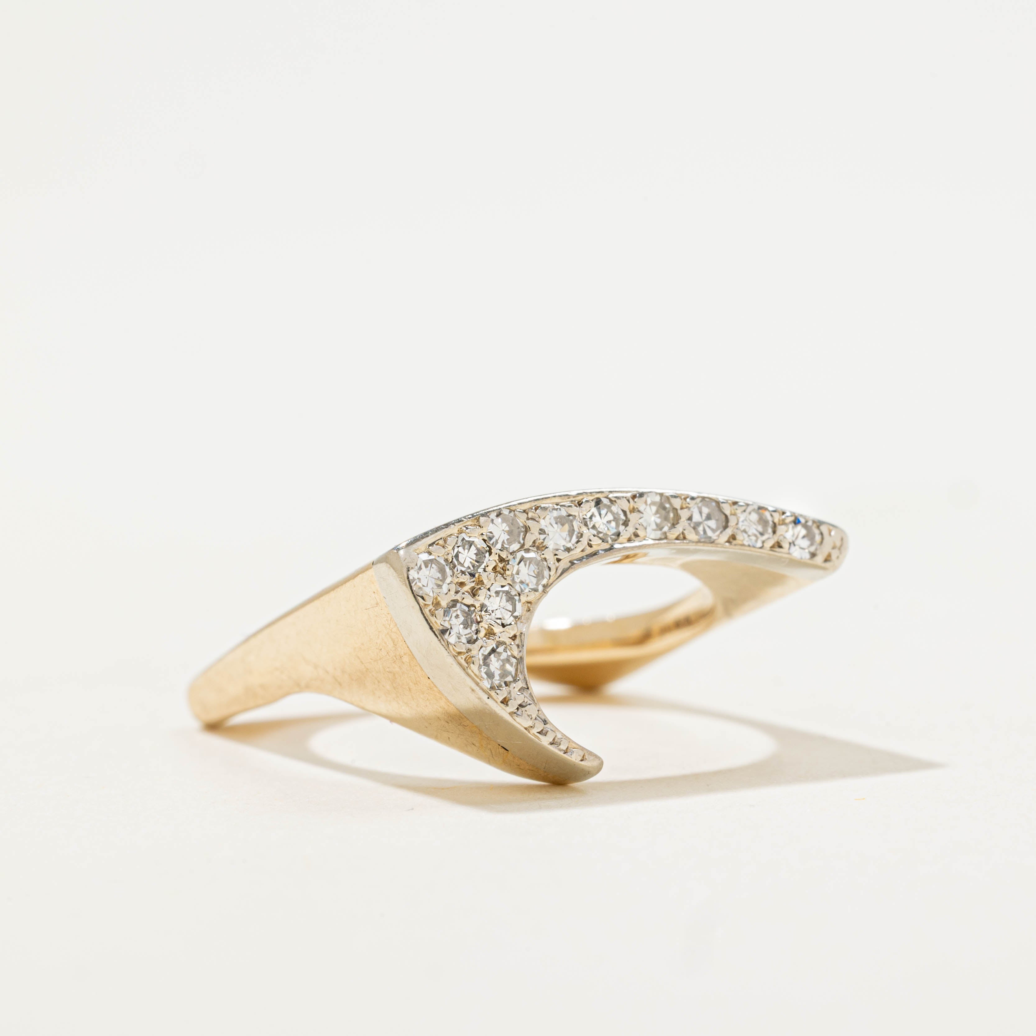 10k Diamond Waterfall Slash Ring | 0.29ctw | SZ 7