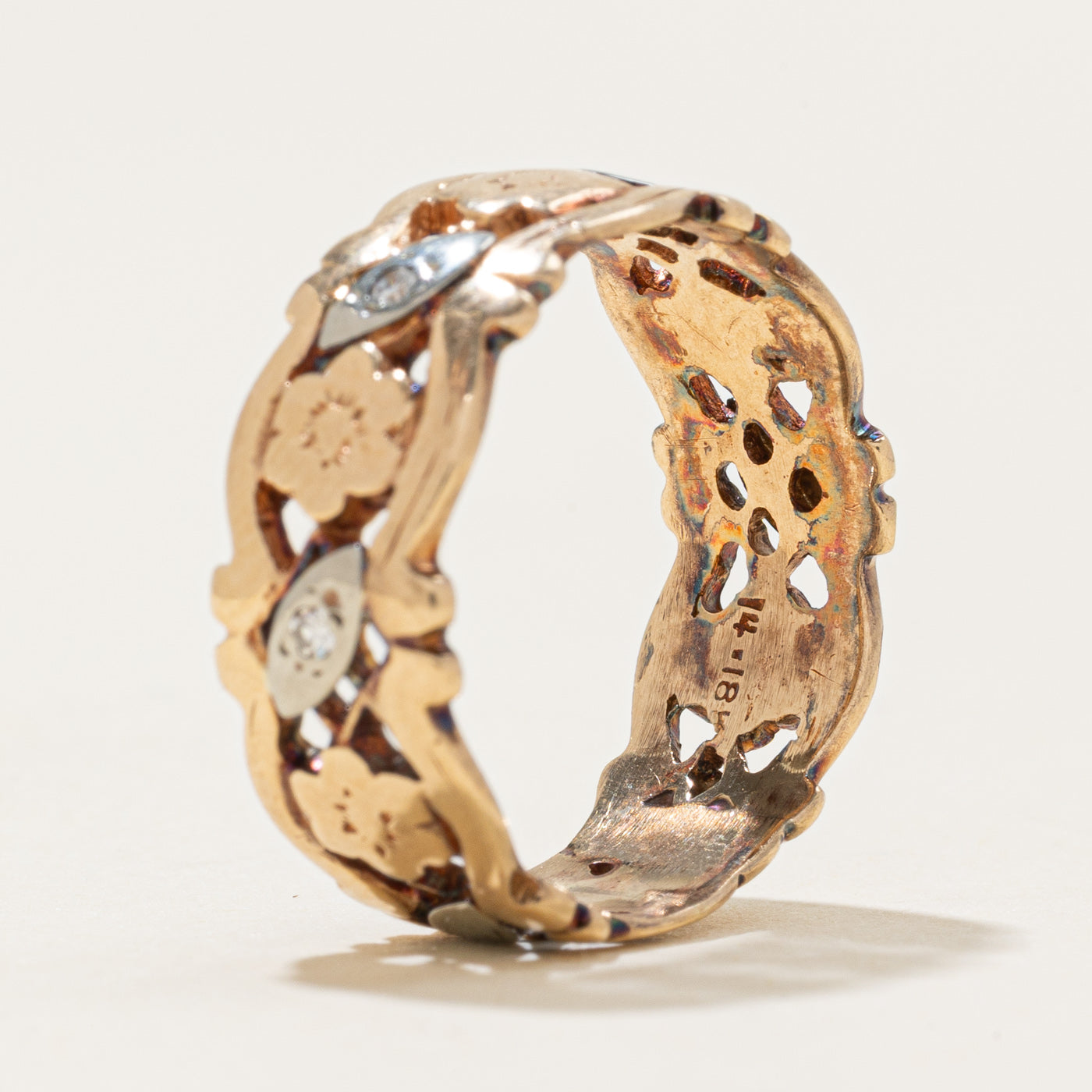 Diamond Floral Openwork Band | 0.01ctw | SZ 7.0 |