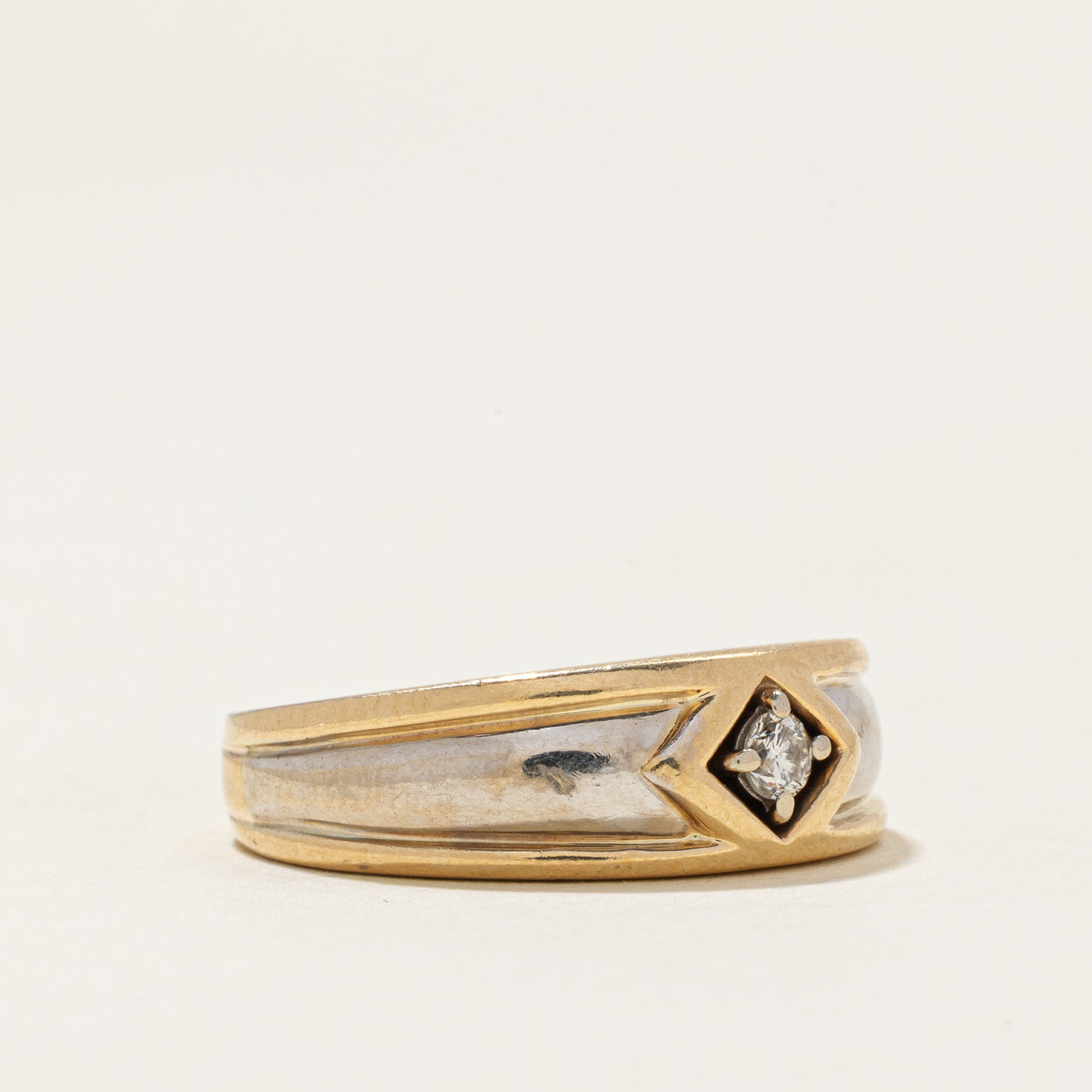 Two Tone Gold Diamond Geometric Band | 0.07ct | SZ 6.0 |