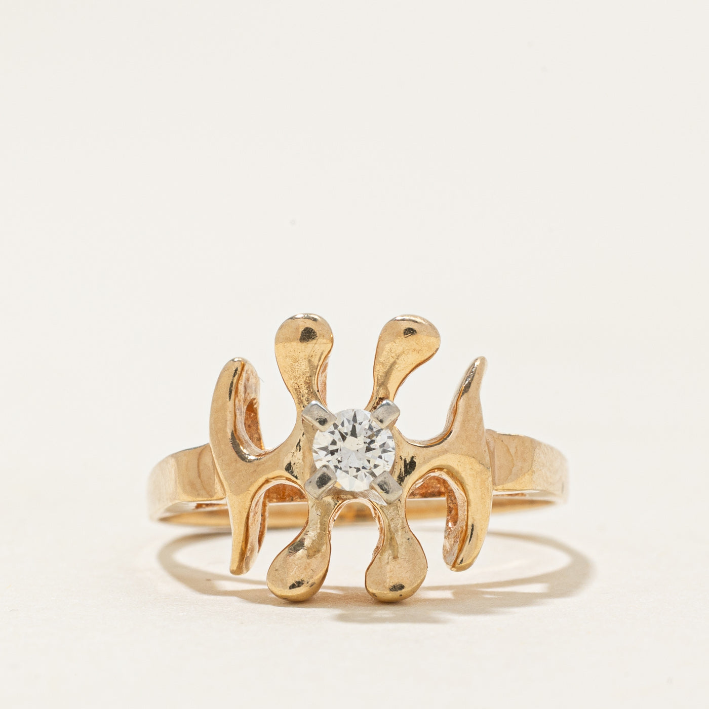 Solitaire Diamond Abstract Ring | 0.12ct | SZ 4.5 |