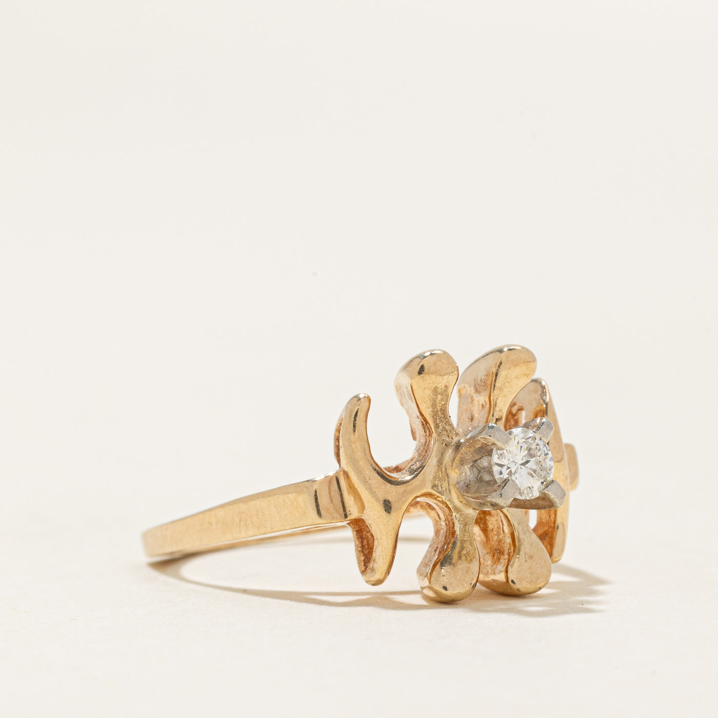 Solitaire Diamond Abstract Ring | 0.12ct | SZ 4.5 |