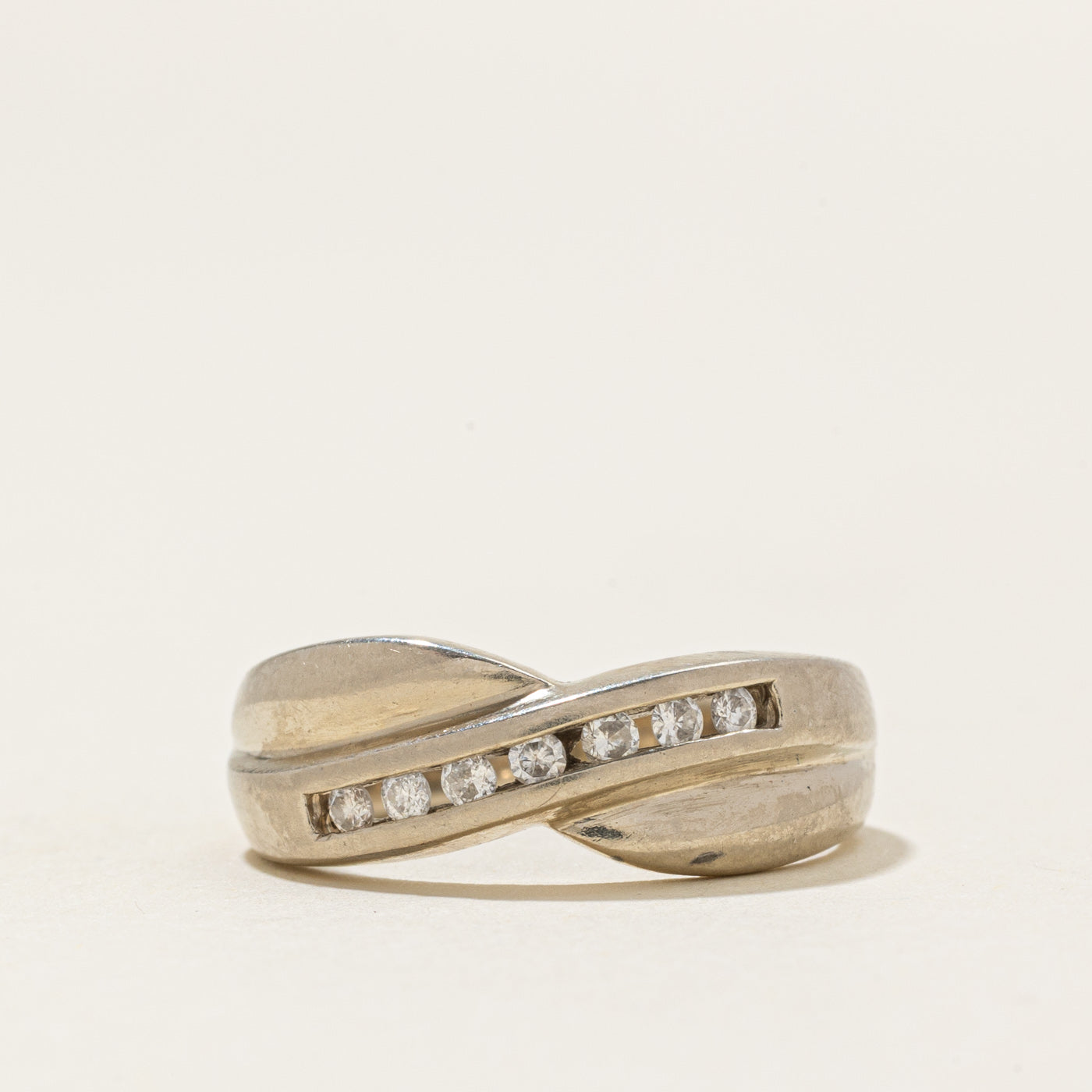 Channel Set Diamond Crossover Ring | 0.1ctw | SZ 5.5 |