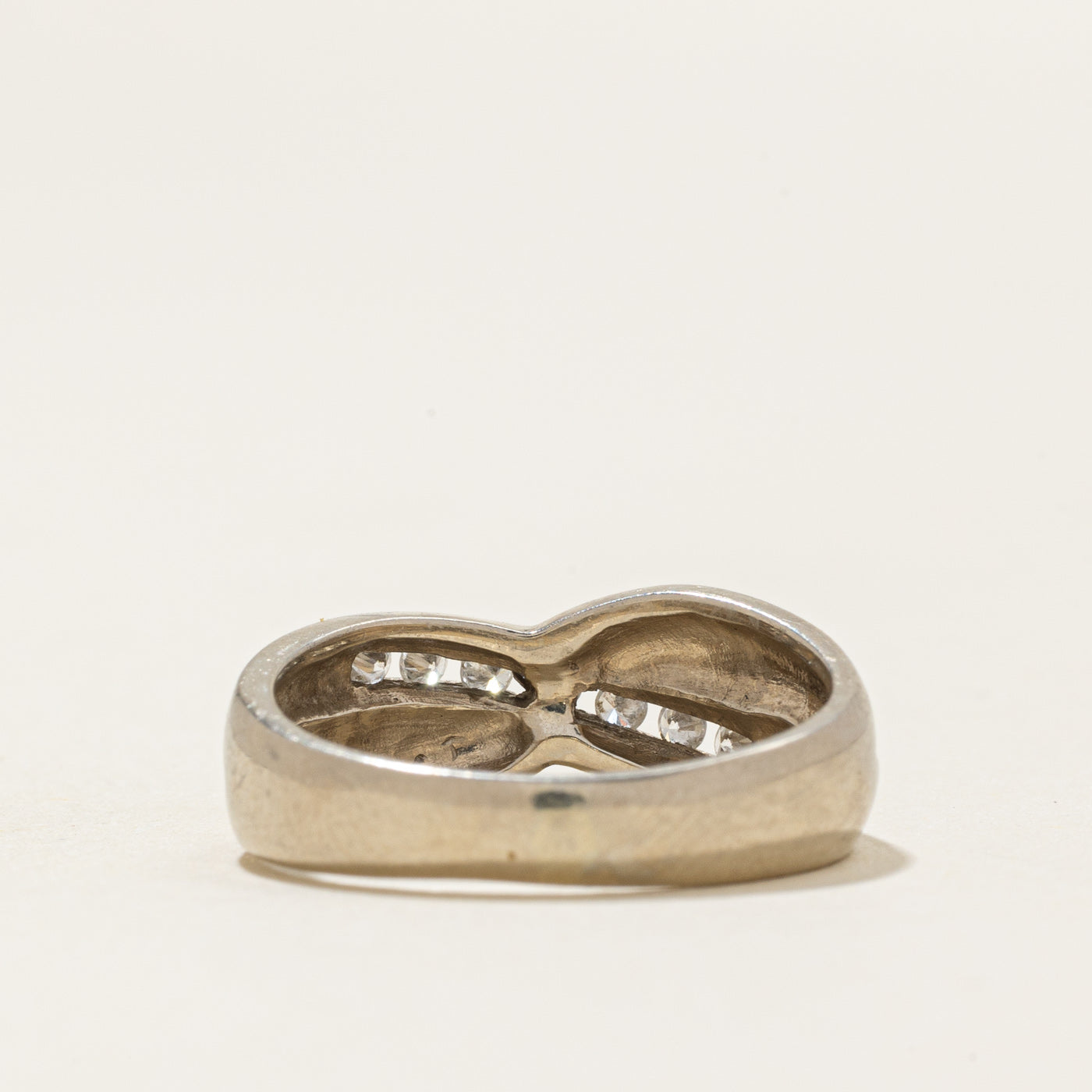 Channel Set Diamond Crossover Ring | 0.1ctw | SZ 5.5 |