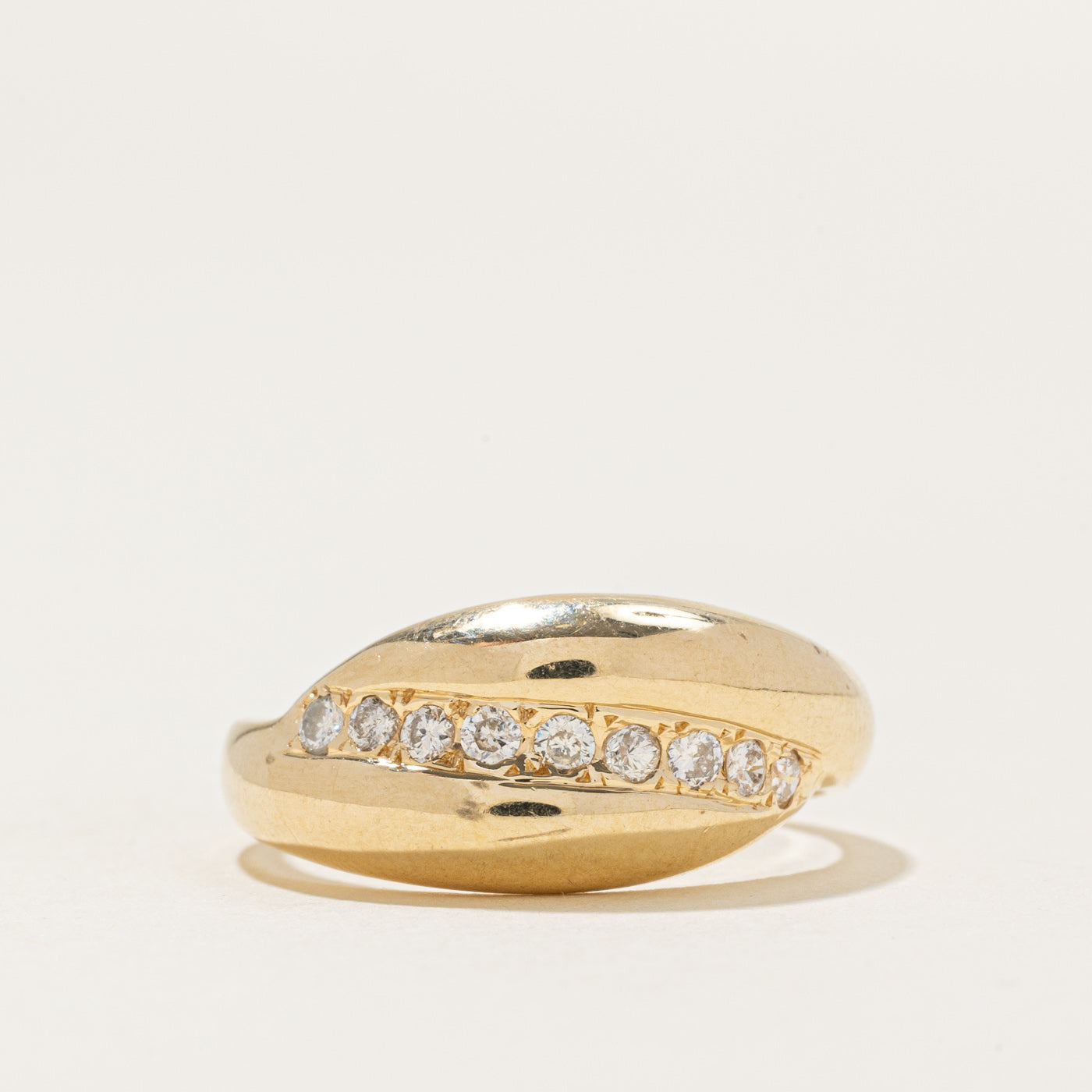 Diagonal Set Diamond Dome Ring | 0.18ctw | SZ 7.5 |