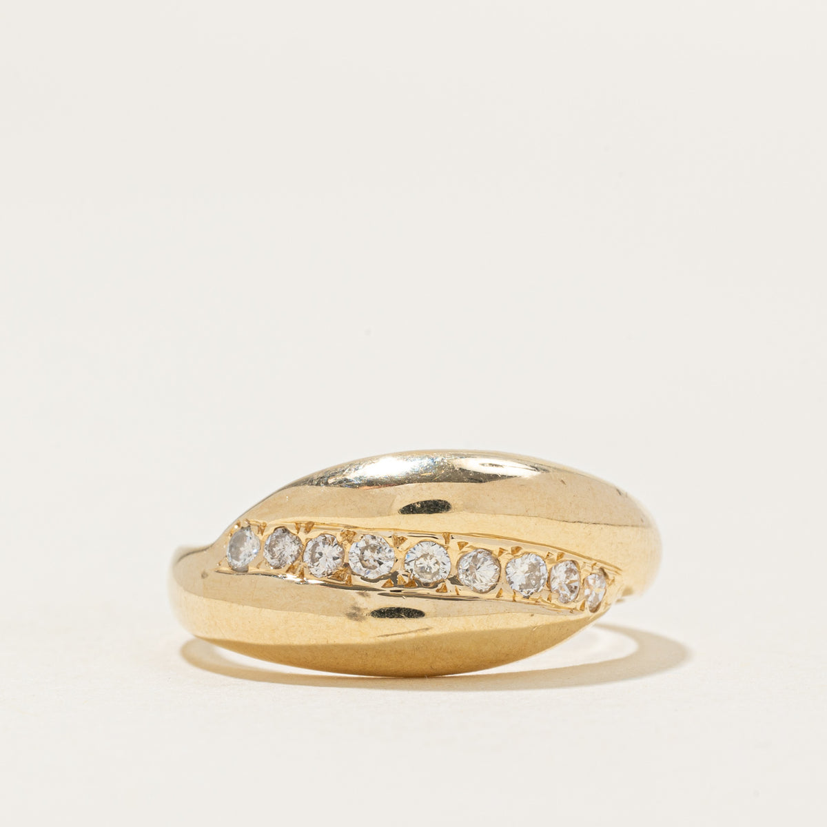 Diagonal Set Diamond Dome Ring | 0.18ctw | SZ 7.5