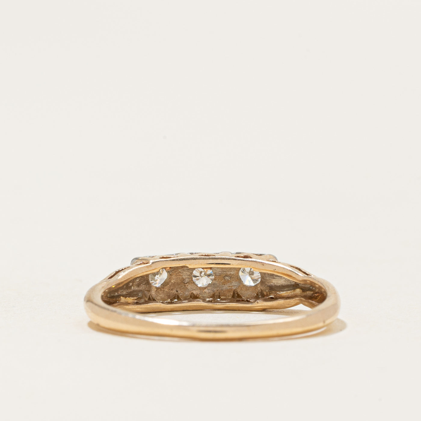 Three Stone Diamond Textured Ring | 0.12ctw | SZ 5.25 |