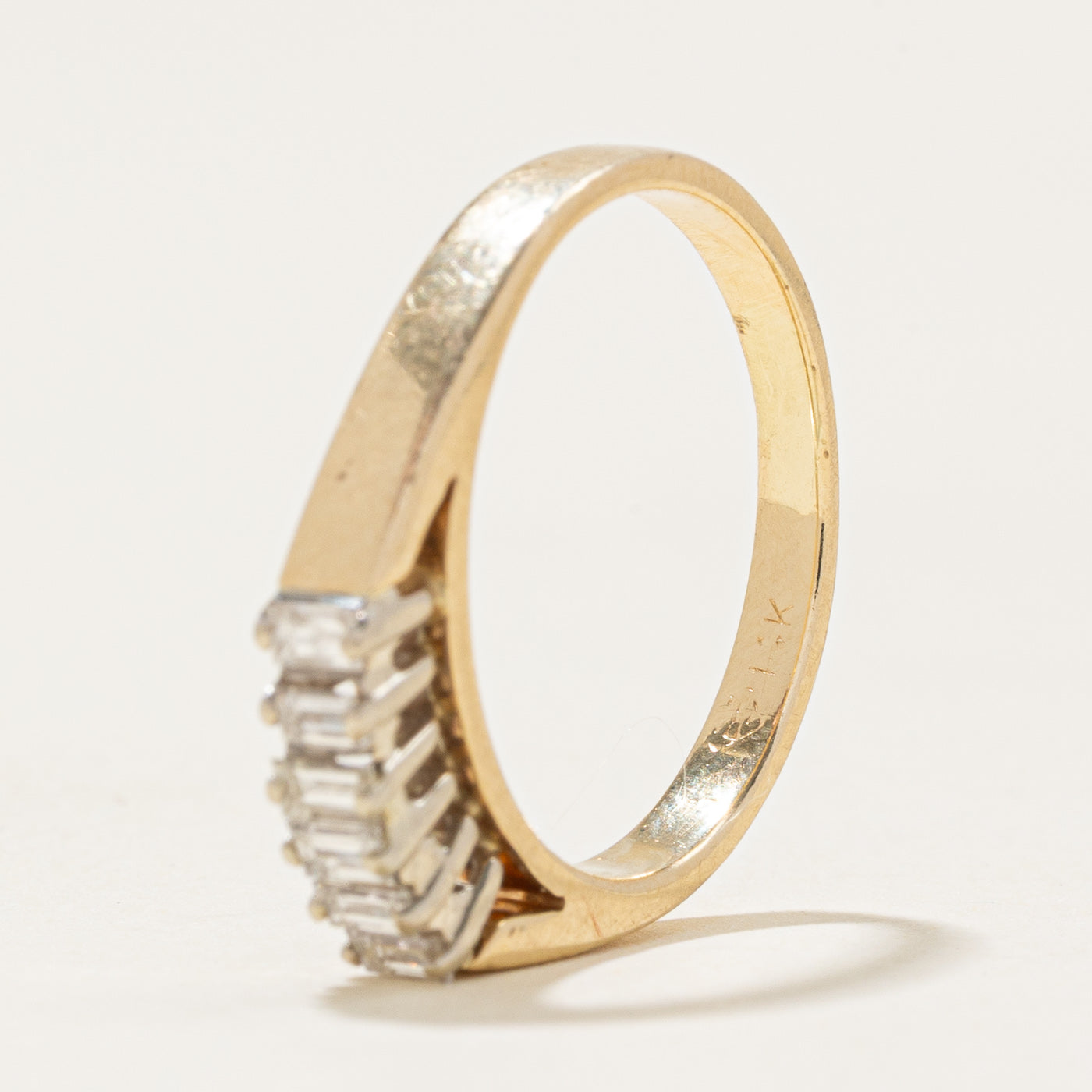 Bague en diamants taille baguette six pierres | 0,15 ct au total | Taille 4,5 |