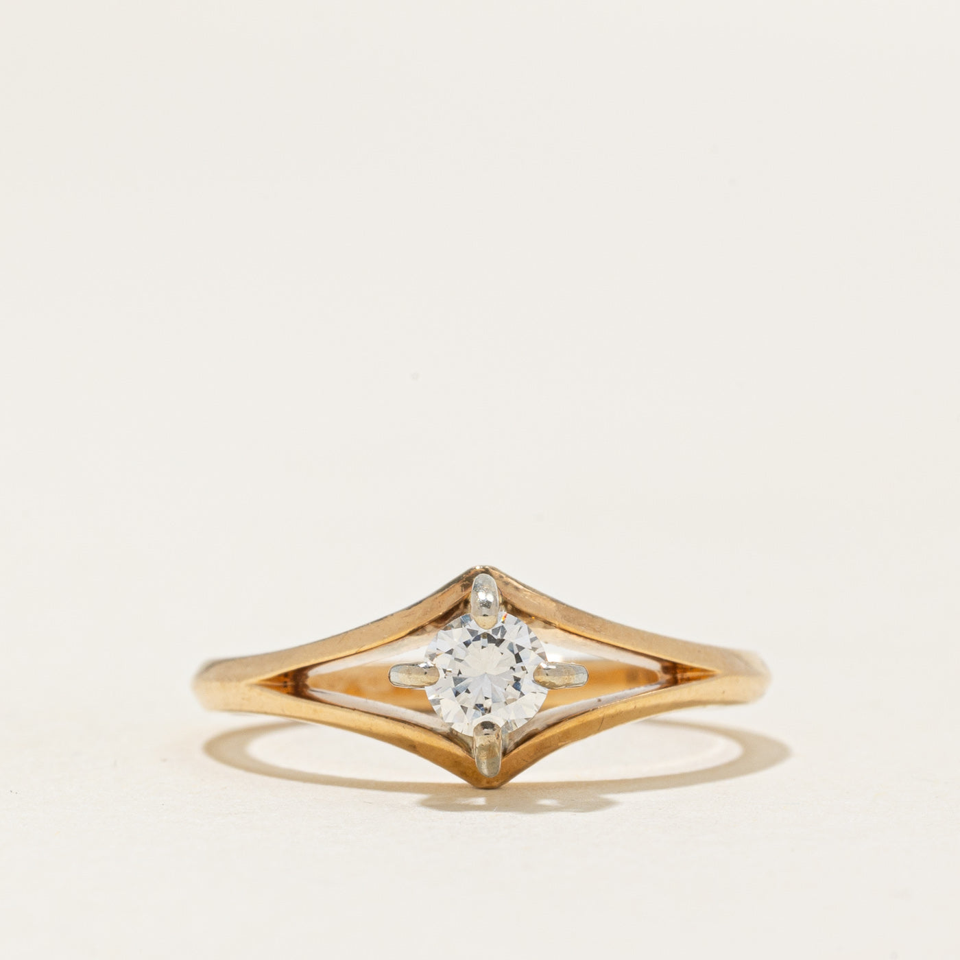 Solitaire Diamond Geometric Tapered Ring | 0.24ct | SZ 6.0 |
