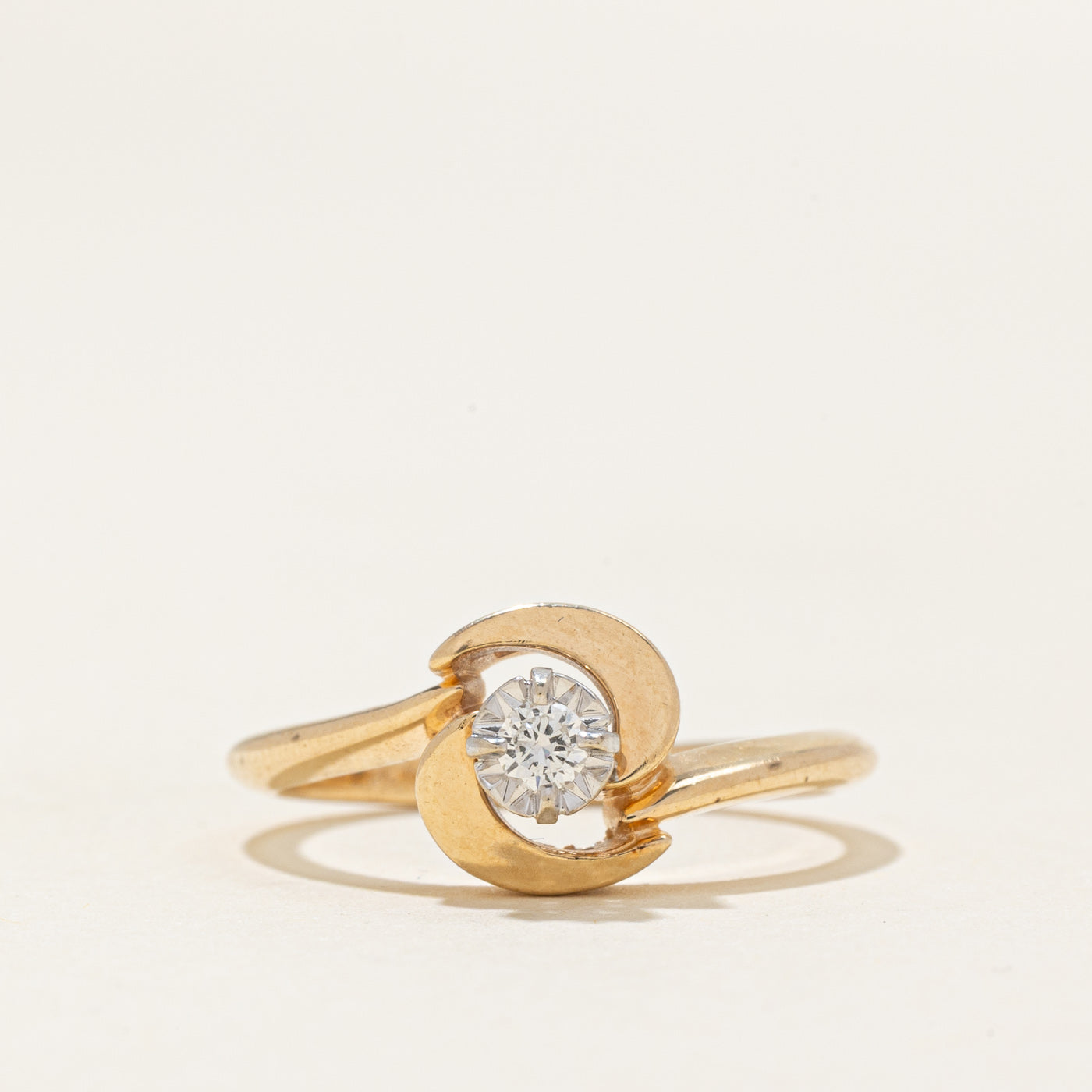 Solitaire Diamond Abtract Bypass Ring | 0.07ct | SZ 6.25 |