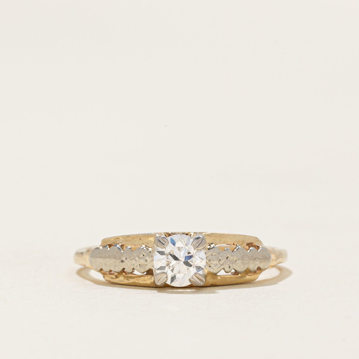 Two Tone Gold Old European Cut Diamond Ring | 0.32ct VS2 G/H | SZ 6.75 |