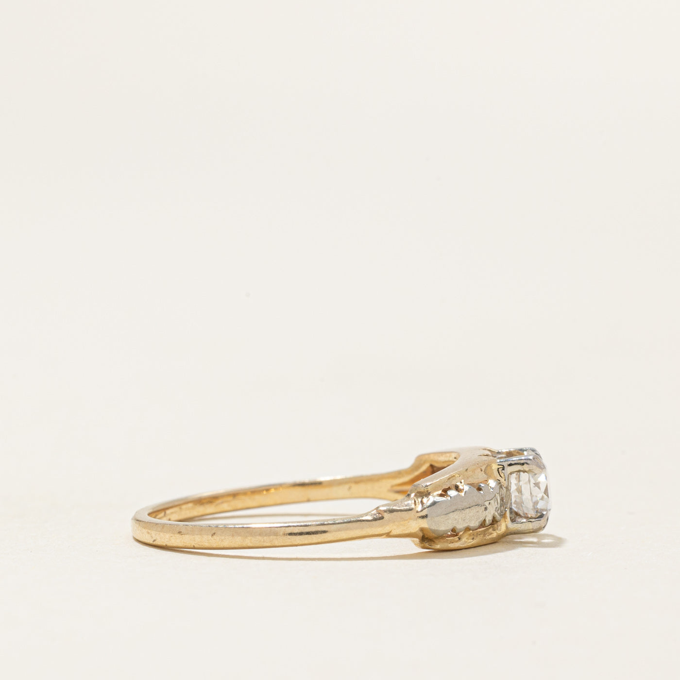 Two Tone Gold Old European Cut Diamond Ring | 0.32ct VS2 G/H | SZ 6.75 |