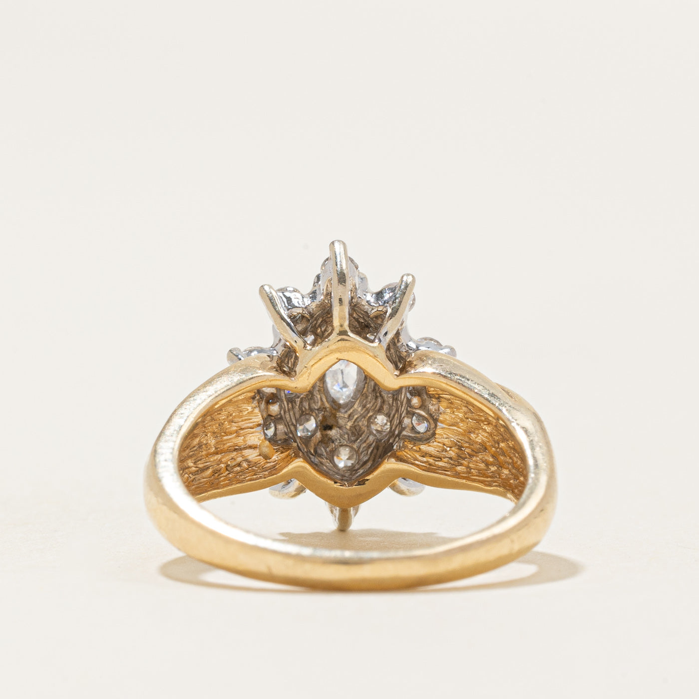 Diamond Petal Cluster Grooved Cocktail Ring | 0.32ctw | SZ 4.0 |