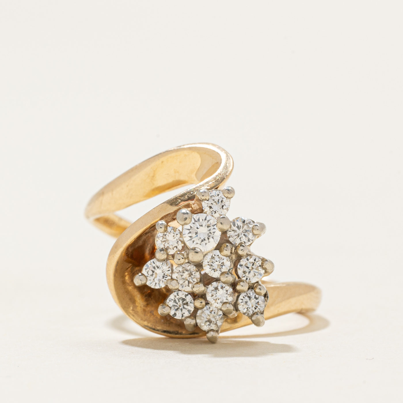 'Orange Blossom' Diamond Cluster Swirl Ring | 0.3ctw | SZ 6.5 |