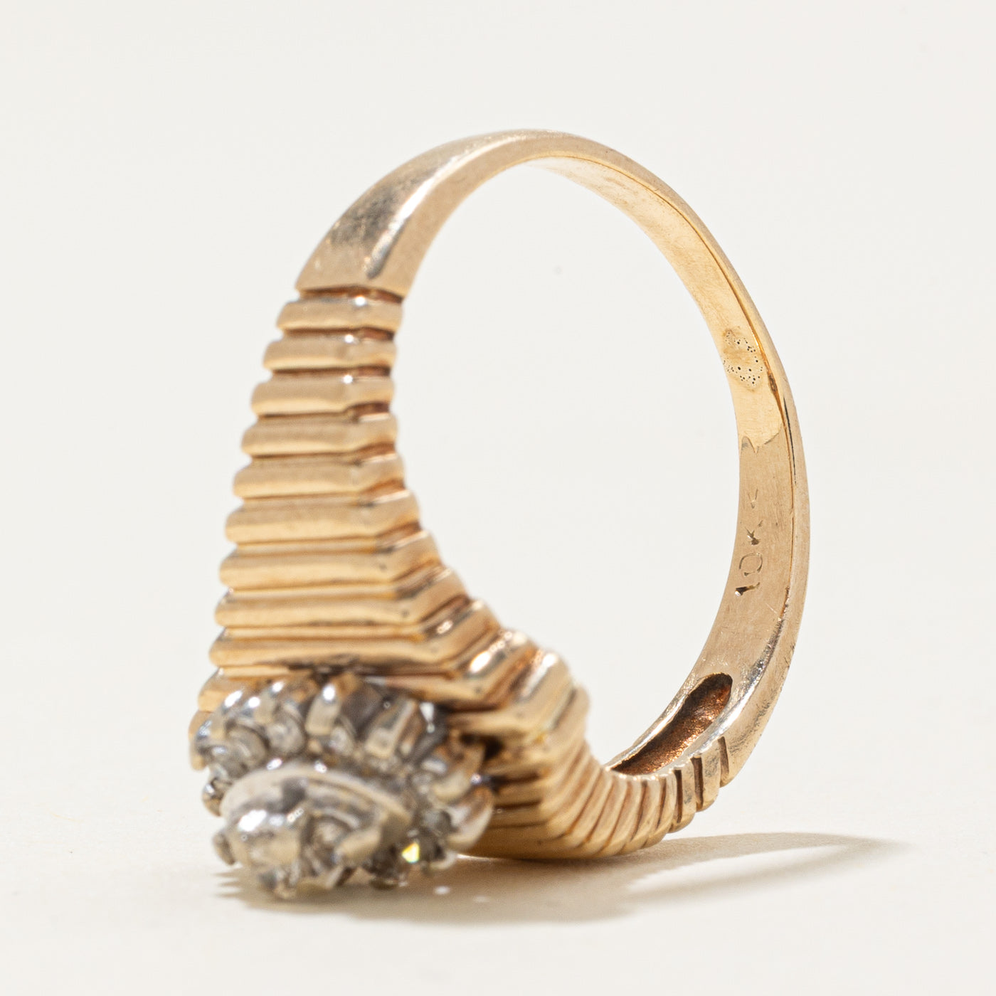 Diamond Marquise Cluster Fluted Tapered Ring | 0.08ctw | SZ 5.0 |