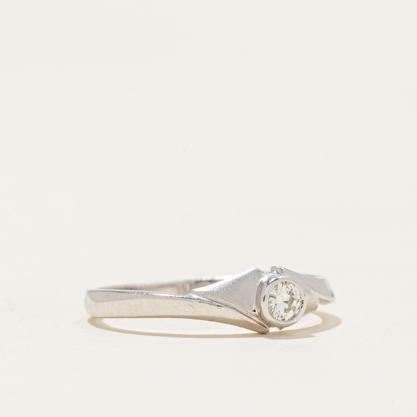 18k Bezel Set Diamond Bypass Ring | 0.12ct | SZ 6.25 |