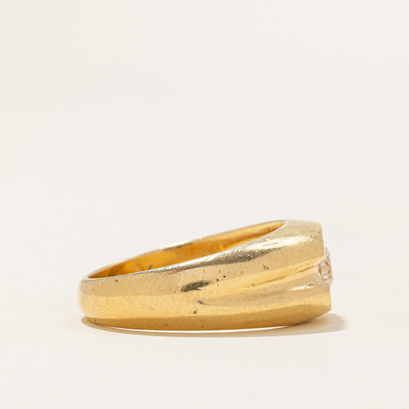 Solitaire Diamond Chunky Grooved Band | 0.35ctw | SZ 9.5 |