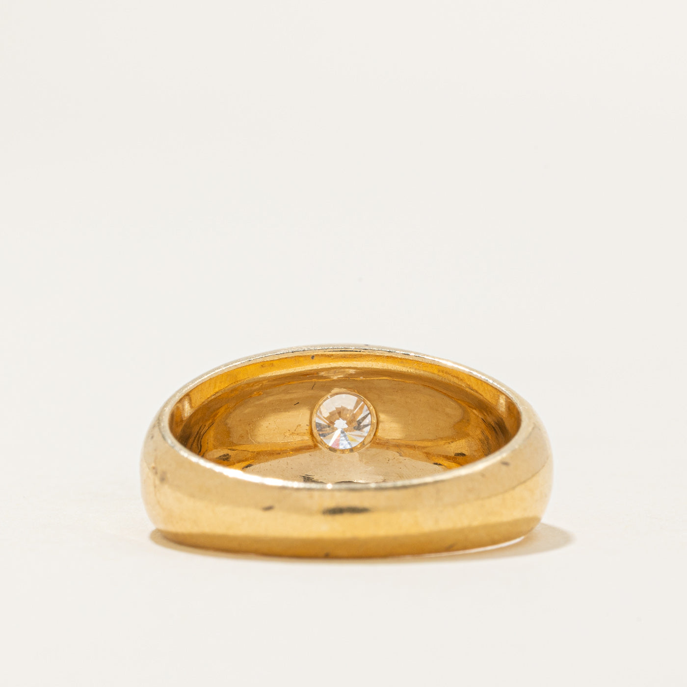 Solitaire Diamond Chunky Grooved Band | 0.35ctw | SZ 9.5 |