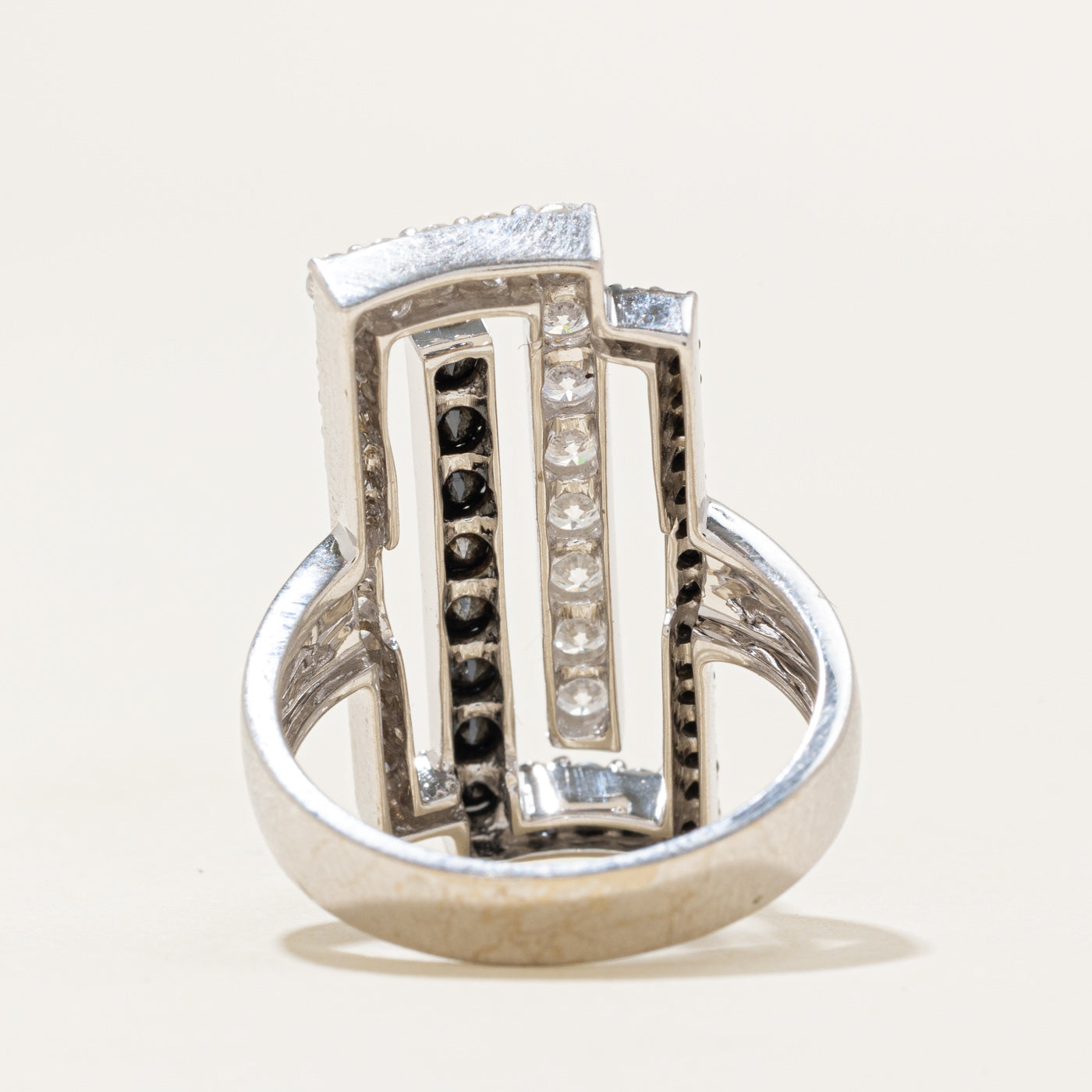 Black & White Diamond Geometric Cocktail Ring | 1.62ctw | SZ 7.0 |