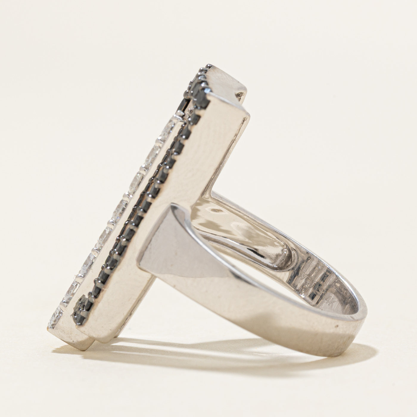 Black & White Diamond Geometric Cocktail Ring | 1.62ctw | SZ 7.0 |