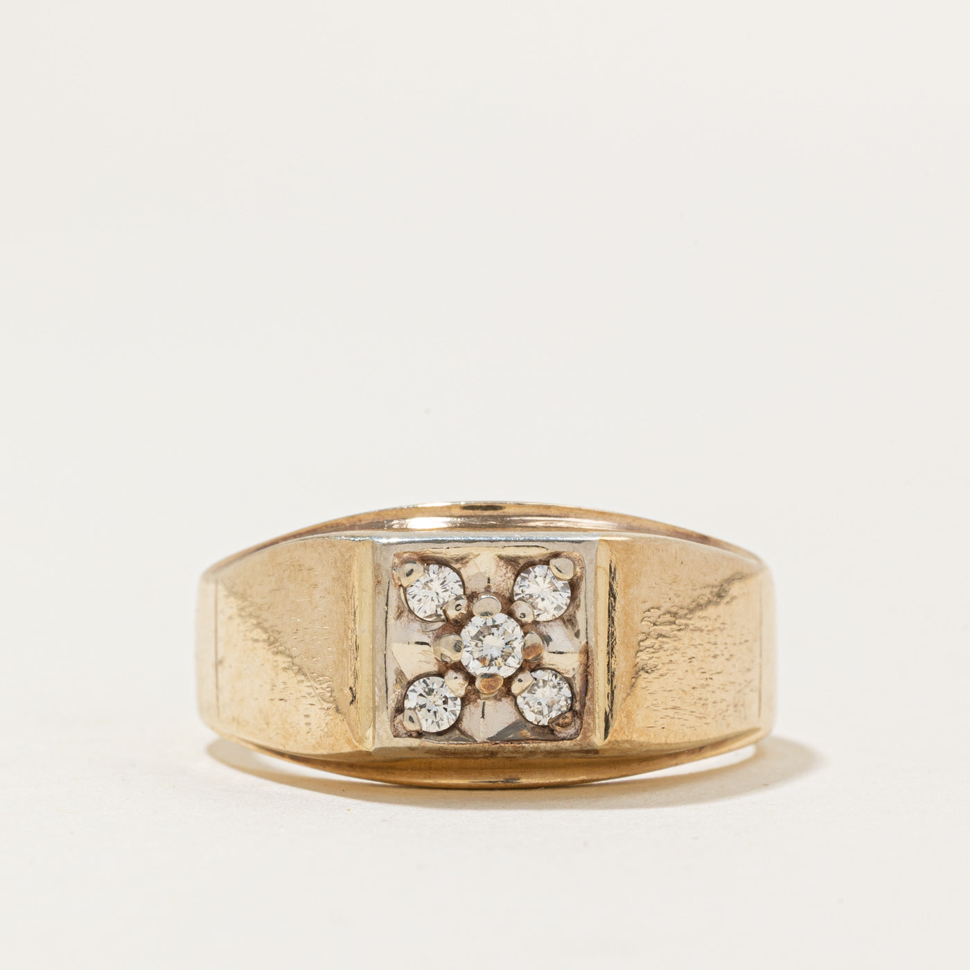 Diamond Square Cluster Signet Ring | 0.17ctw | SZ 10.25 |