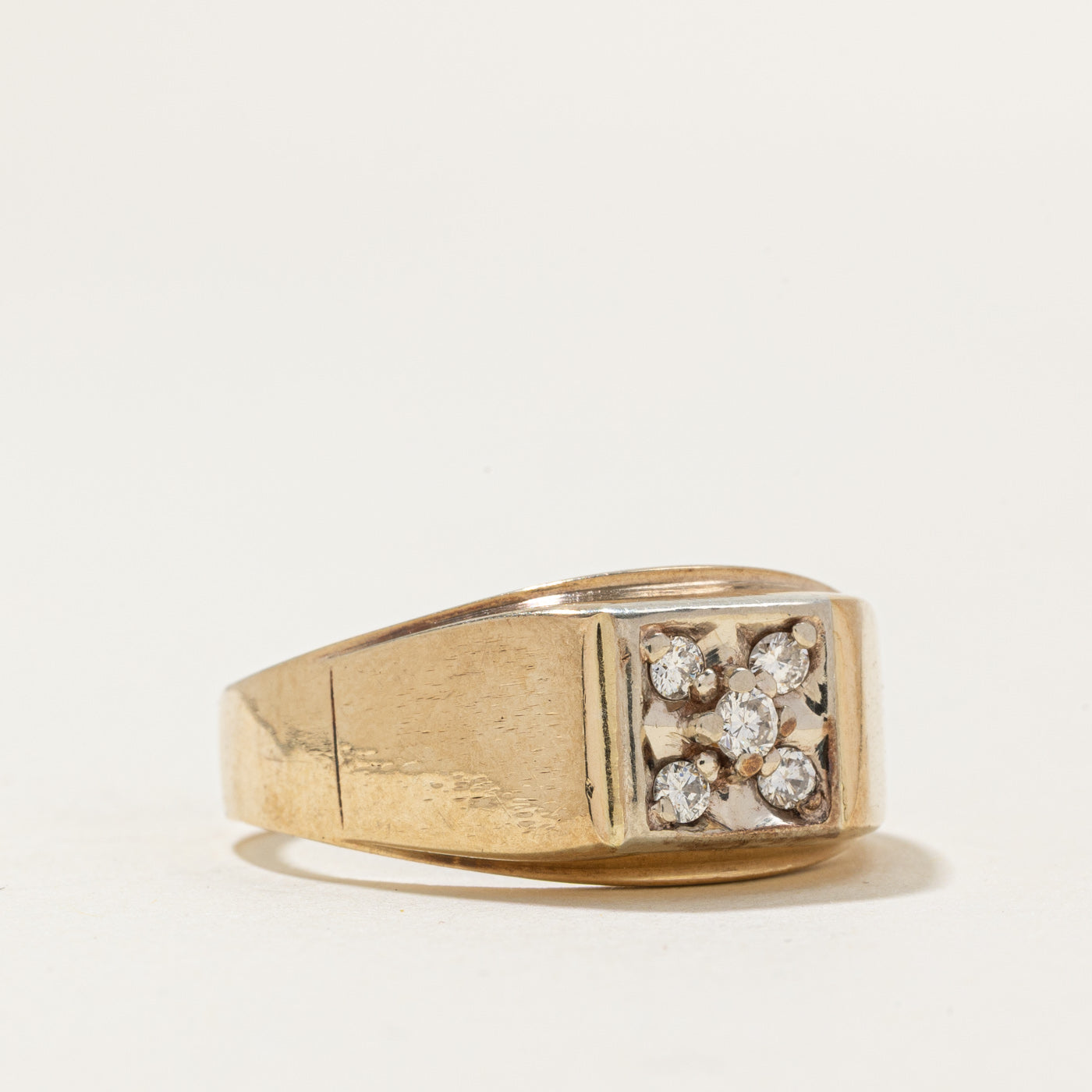 Diamond Square Cluster Signet Ring | 0.17ctw | SZ 10.25 |