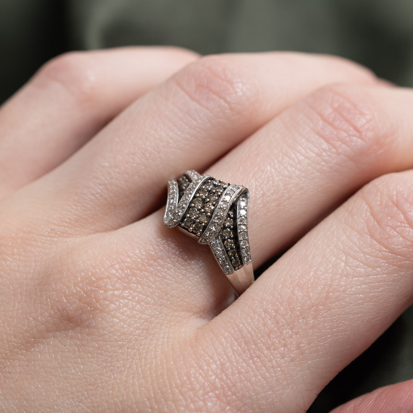 Brown & White Diamond Twisted Ring | 0.47ctw | SZ 7.5