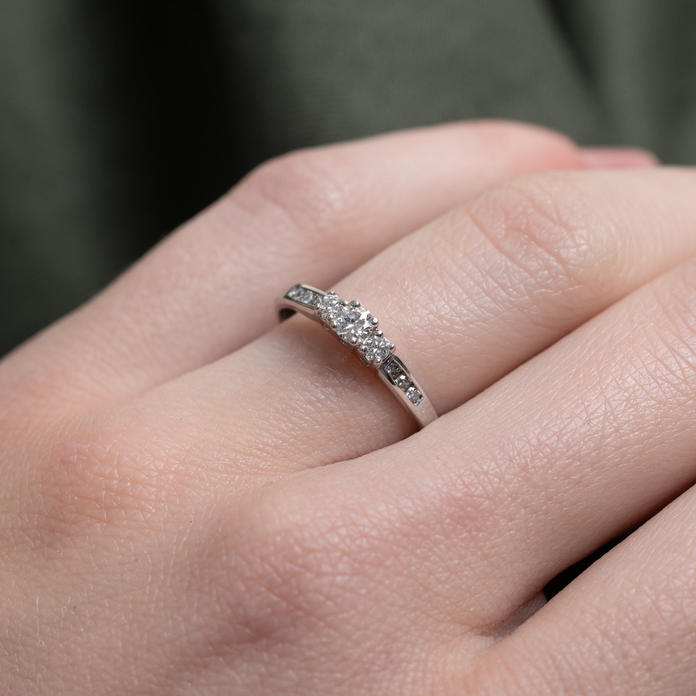 Three Stone Diamond Accented Ring | 0.23ctw | SZ 5.25