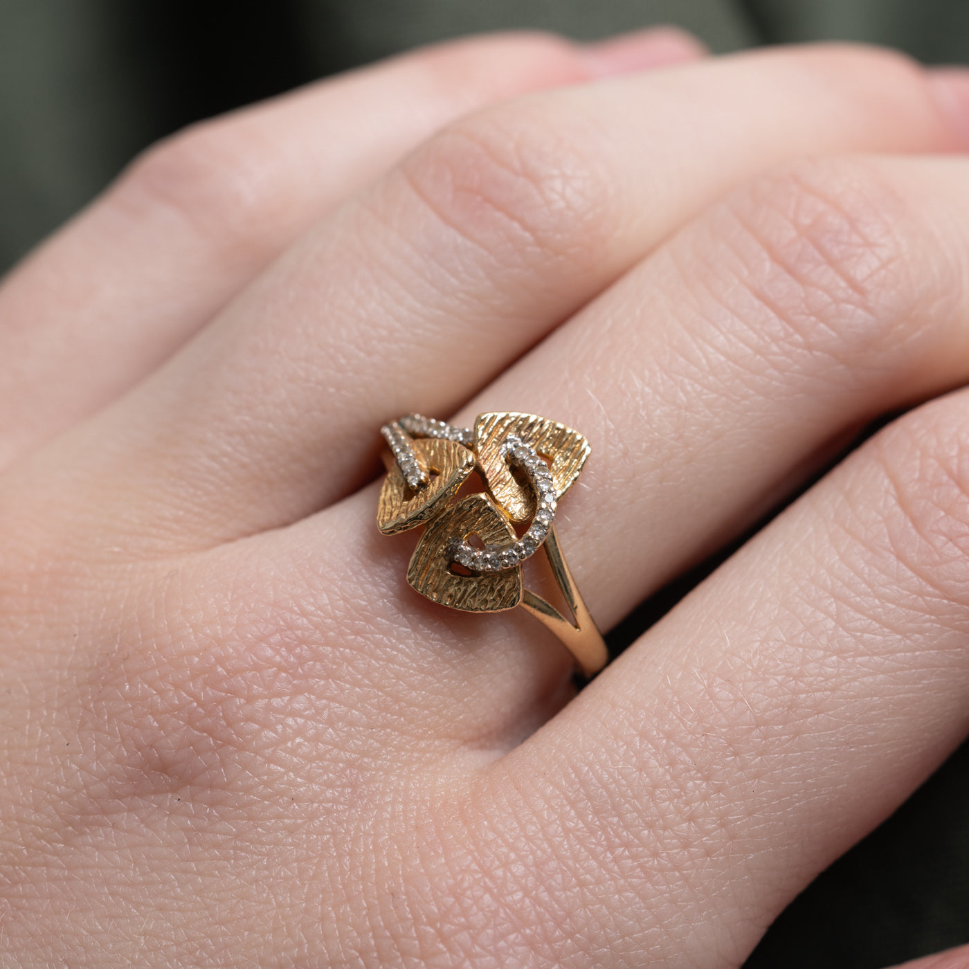 Diamond Textured Geometric Ring | 0.03ctw | SZ 6.75