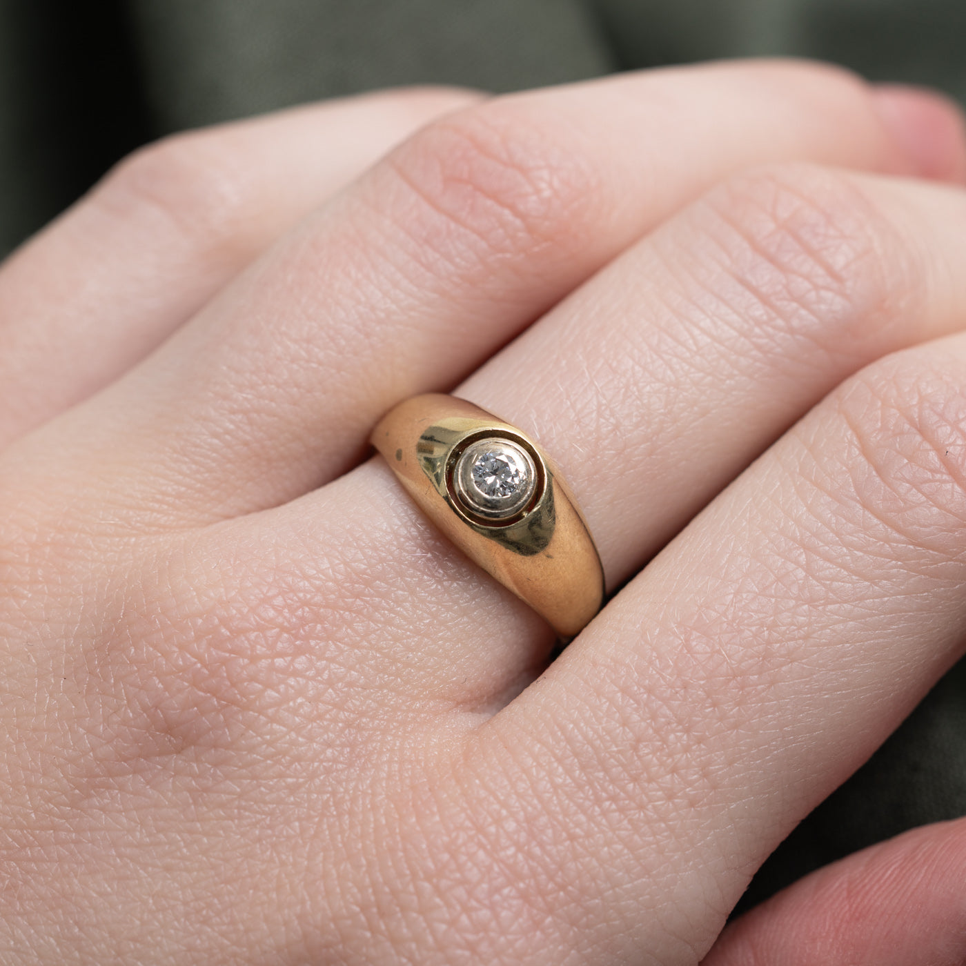 Bezel Set Diamond Dome Ring | 0.16ct | SZ 6.5