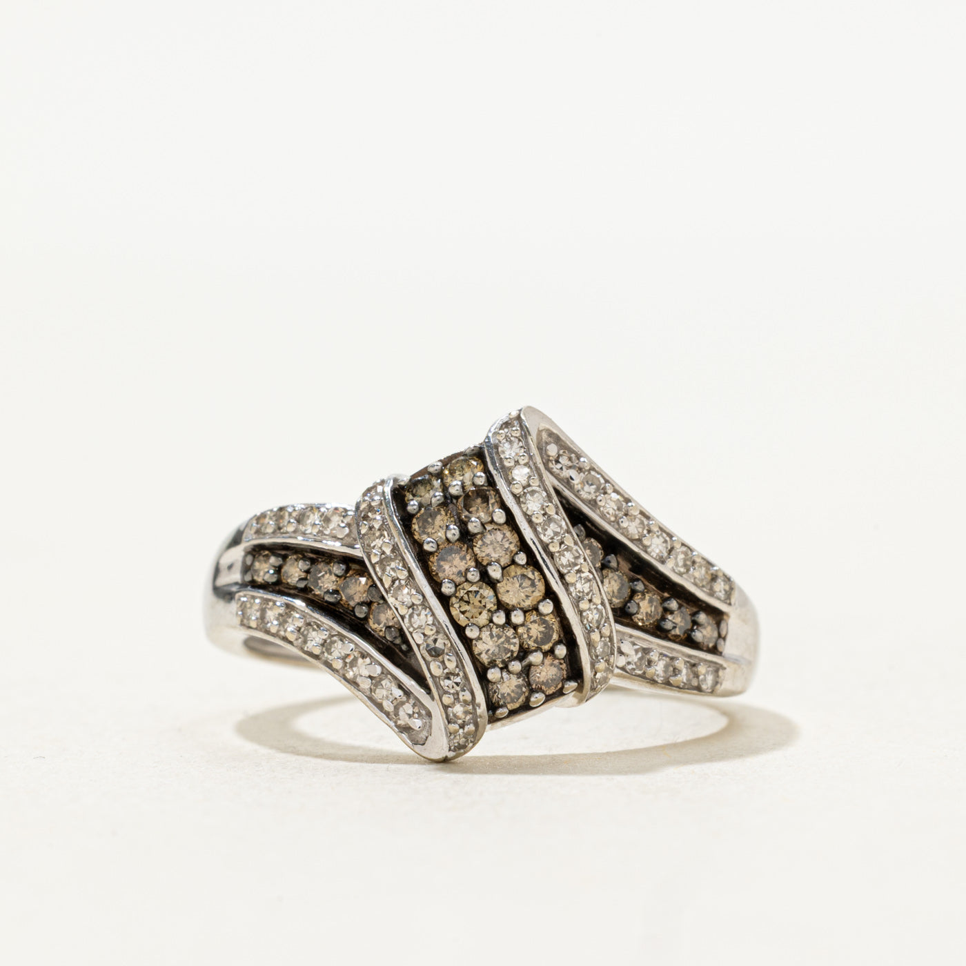 Brown & White Diamond Twisted Ring | 0.47ctw | SZ 7.5
