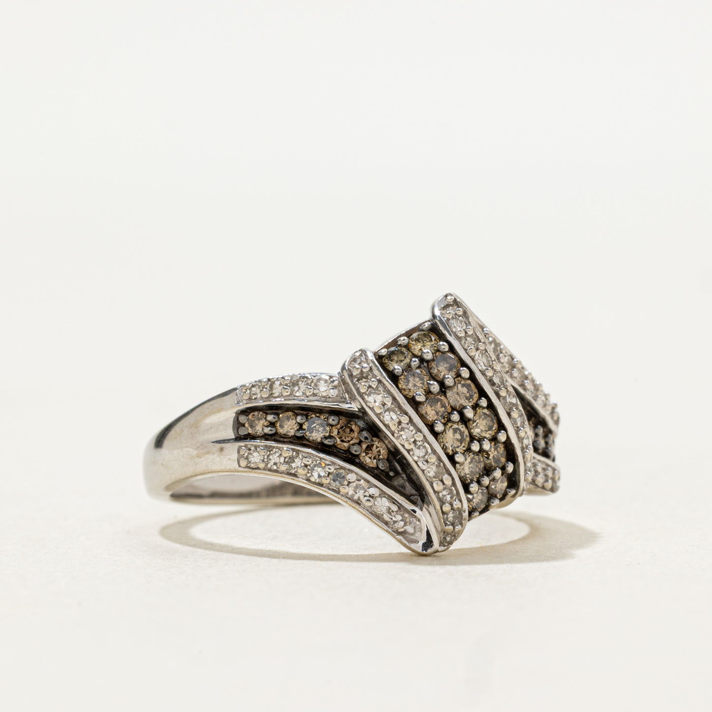 Brown & White Diamond Twisted Ring | 0.47ctw | SZ 7.5