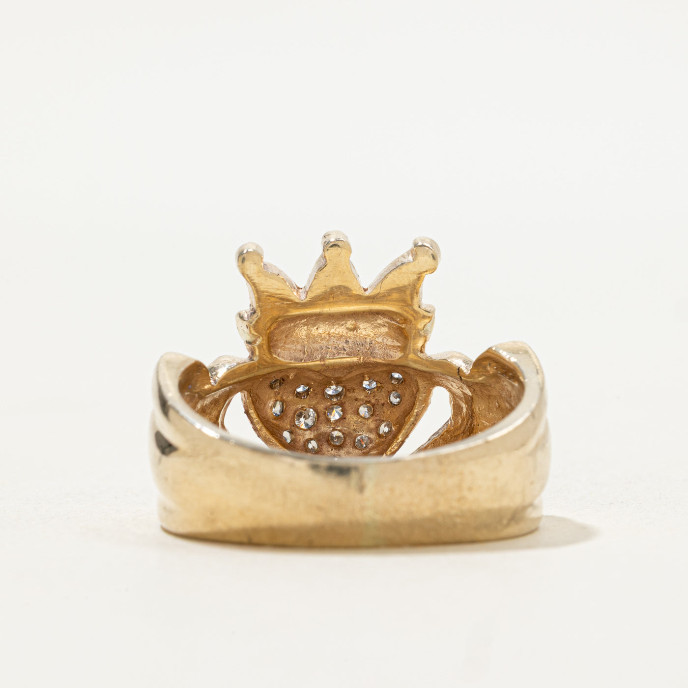 Pave Set Diamond Cluster Claddagh Ring | 0.48ctw | SZ 9.25