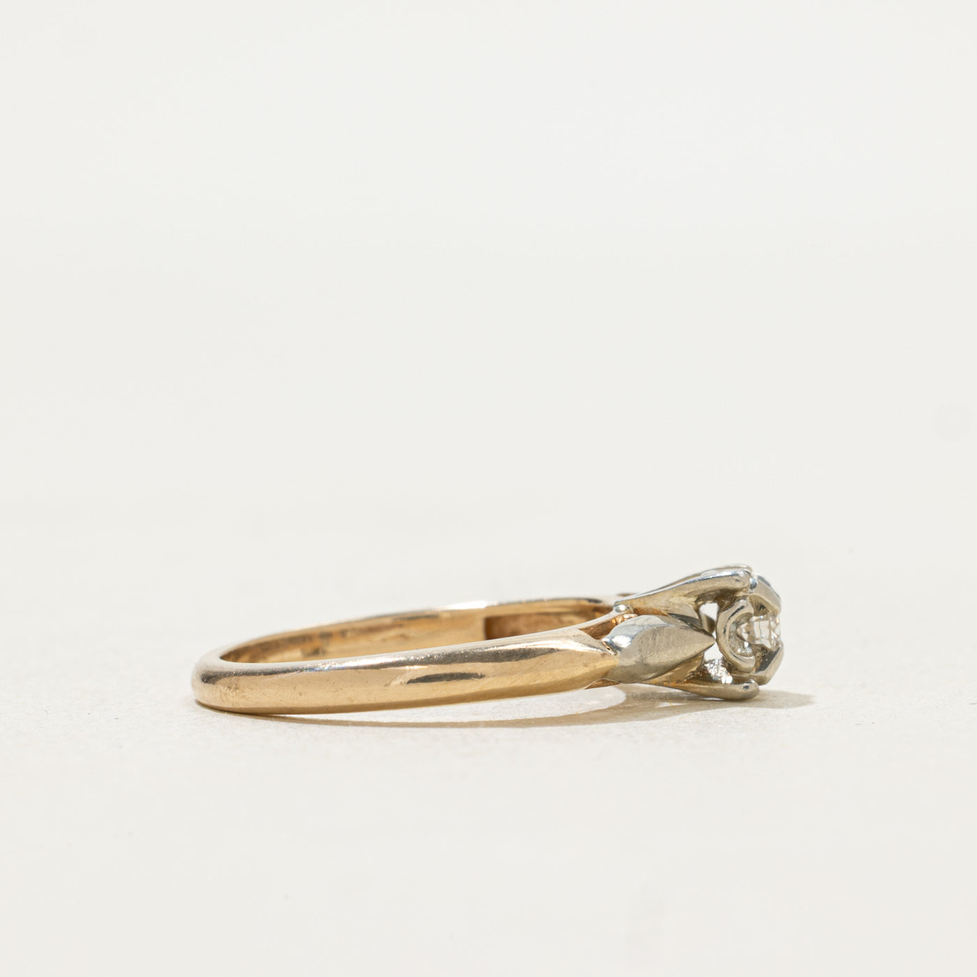 Two Tone Solitaire Diamond Ring | 0.10ct | SZ 4.5